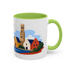 Bruges Coffee Mug | Travel Destination Souvenir Gift | Accent Color Ceramic 11oz 15oz
