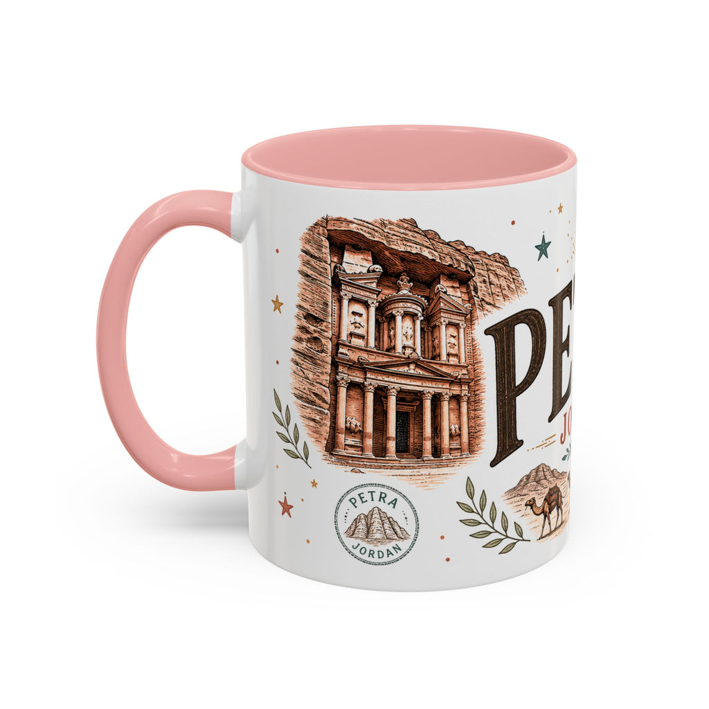Petra Coffee Mug | Travel Destination Souvenir Gift | Accent Color Ceramic 11oz 15oz