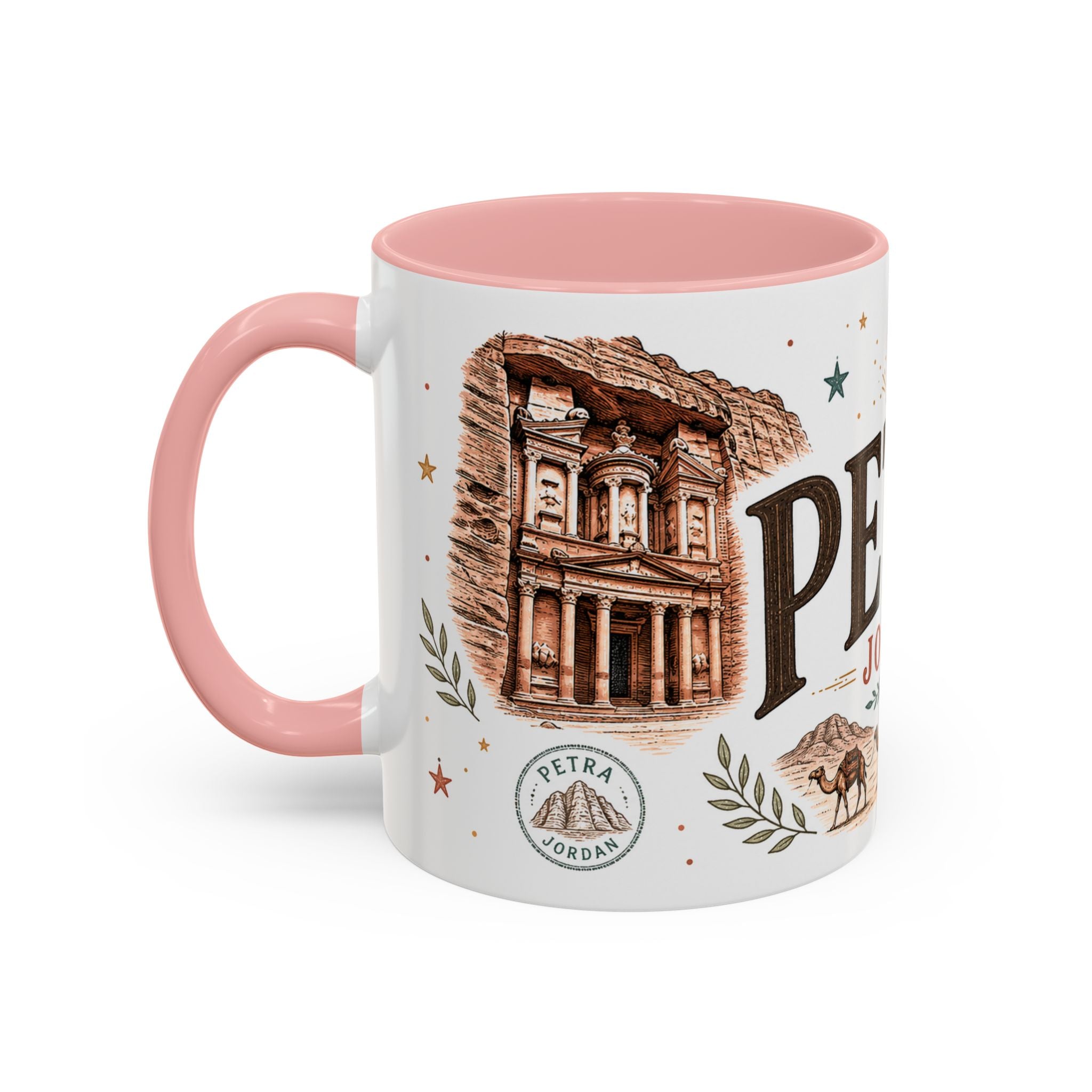 Petra Coffee Mug | Travel Destination Souvenir Gift | Accent Color Ceramic 11oz 15oz