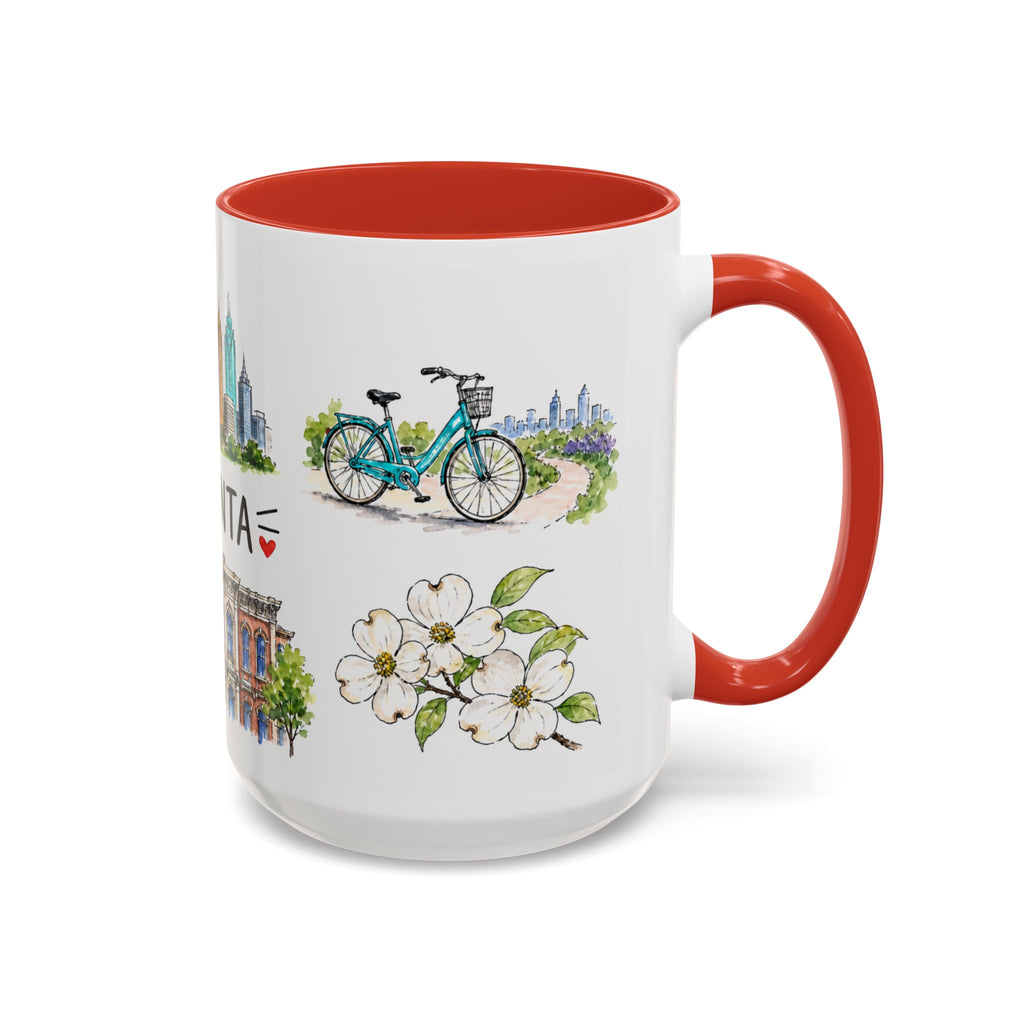 Atlanta Illustrated Travel Mug | City Souvenir Accent Coffee Mug | 11oz 15oz Ceramic Cup
