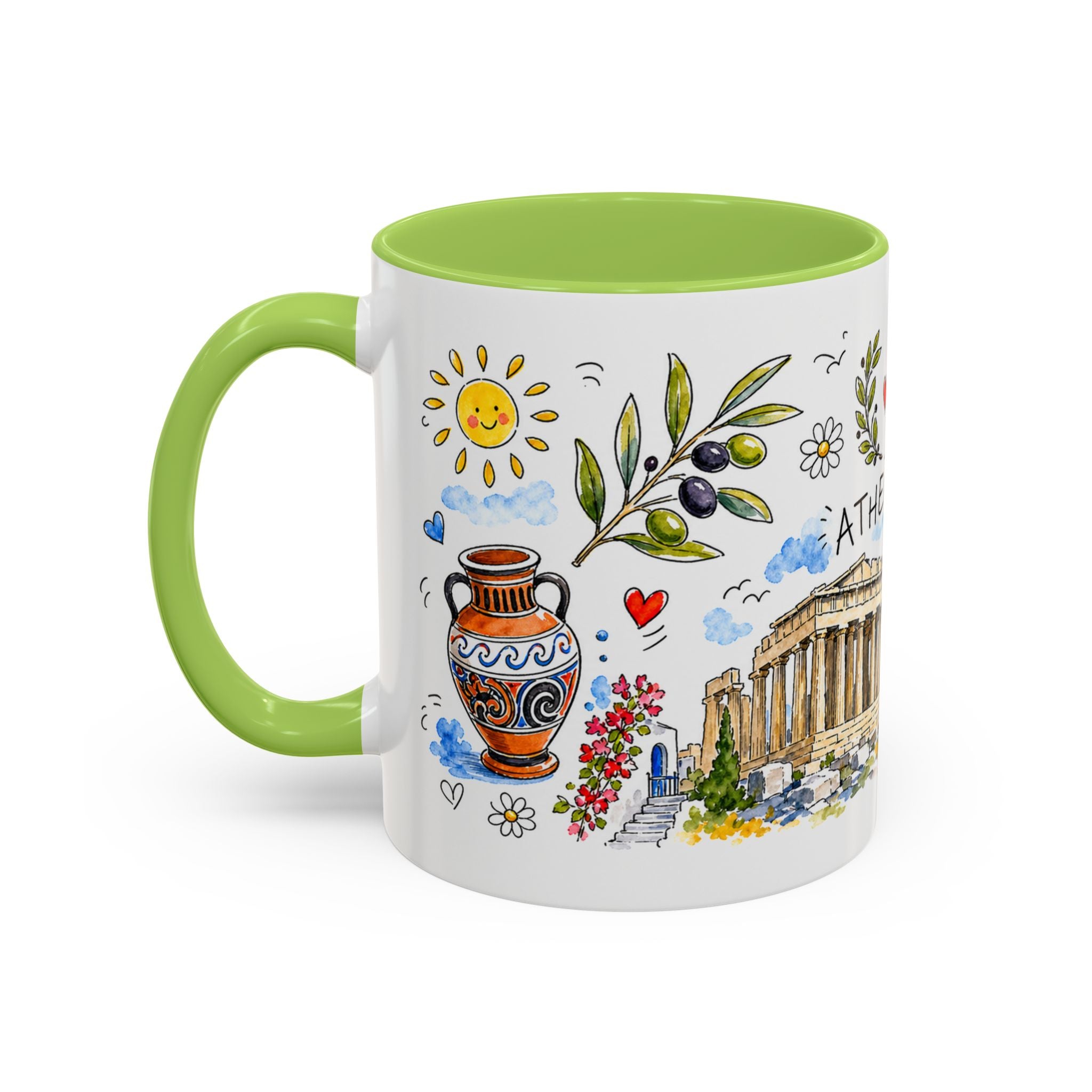 Athens Travel Mug | European City Souvenir Accent Coffee Mug | 11oz 15oz Ceramic Cup