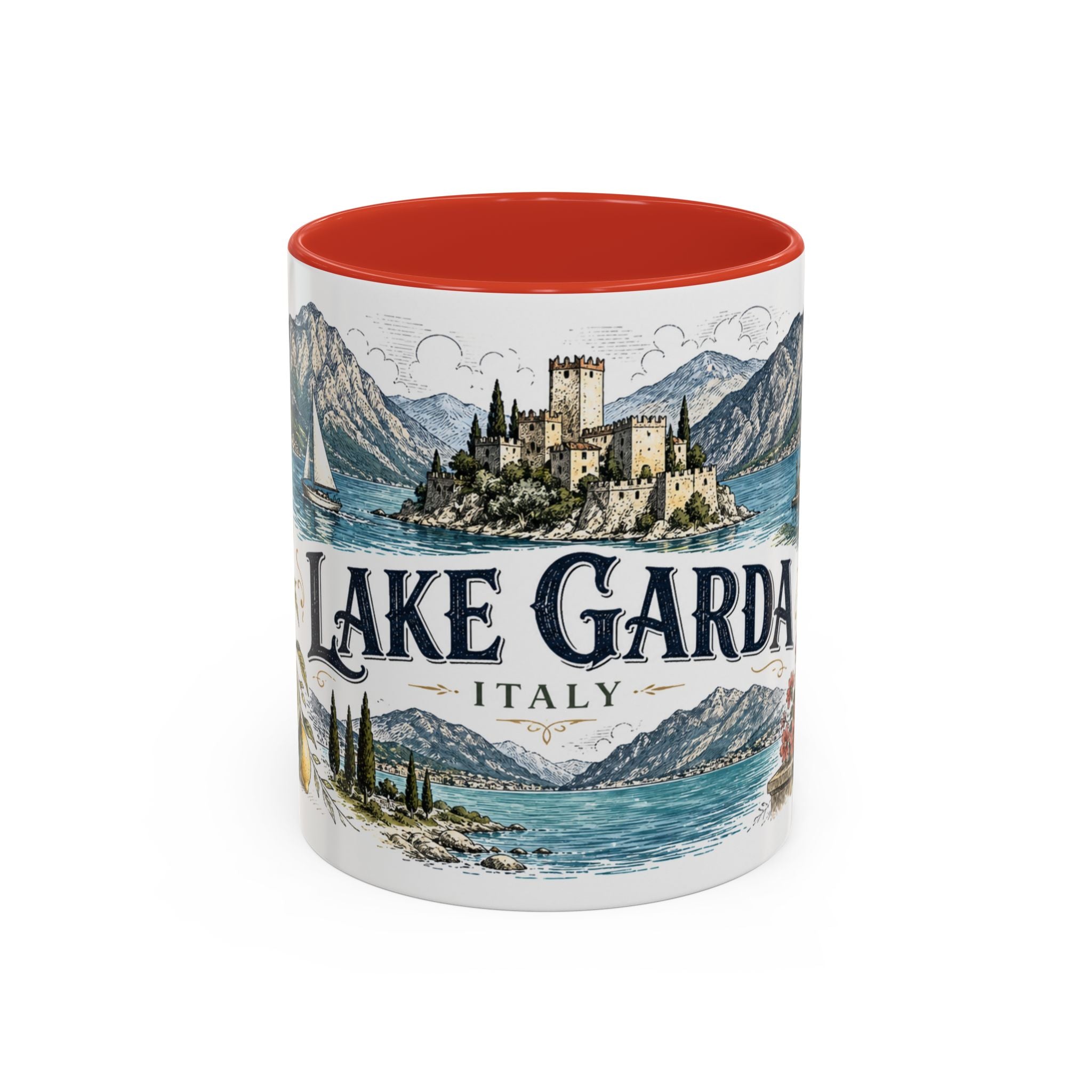 Lake Garda Mug, Italy Travel Souvenir, Bucket List Gift, Accent Ceramic Coffee Mug 11oz 15oz