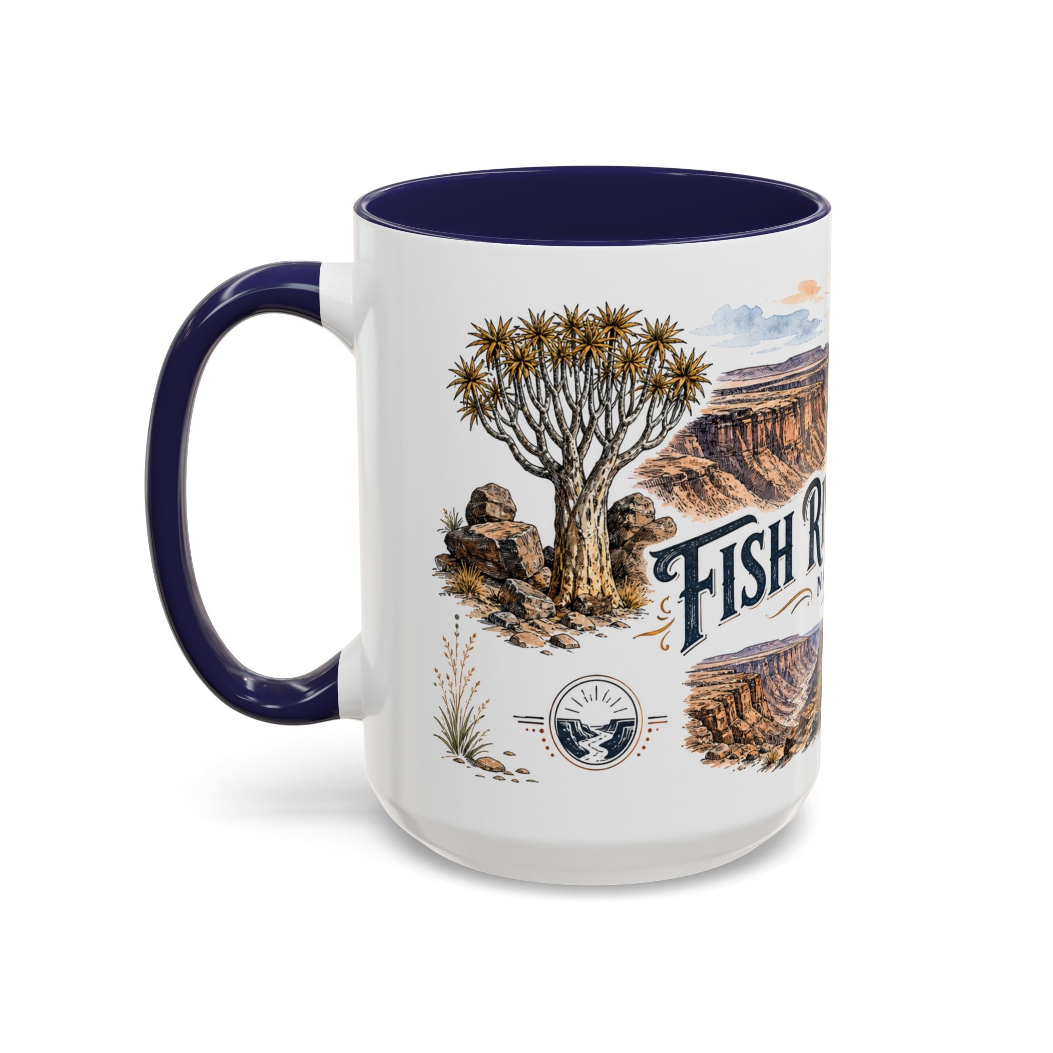 Fish River Canyon Mug, Namibia Travel Souvenir, Bucket List Gift, Accent Ceramic Coffee Mug 11oz 15oz