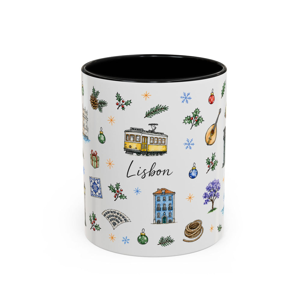 Lisbon Christmas Mug | Watercolor City Souvenir | Ceramic Coffee Cup 11oz 15oz
