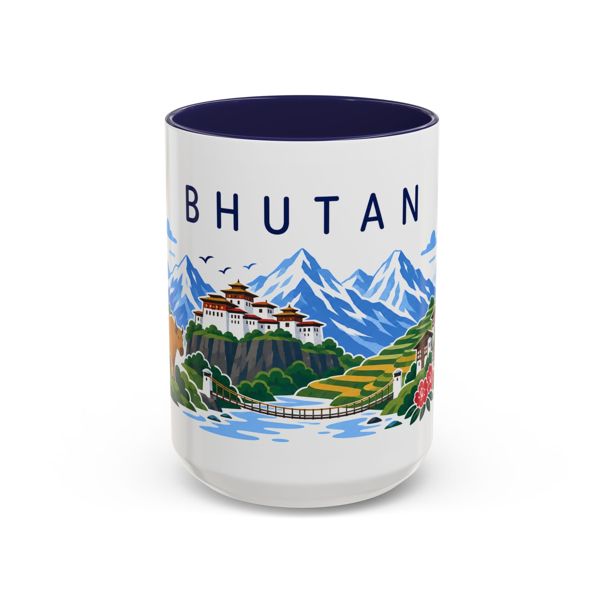 Bhutan Coffee Mug | Travel Souvenir Accent Mug | Country Gift Ceramic Cup 11oz 15oz