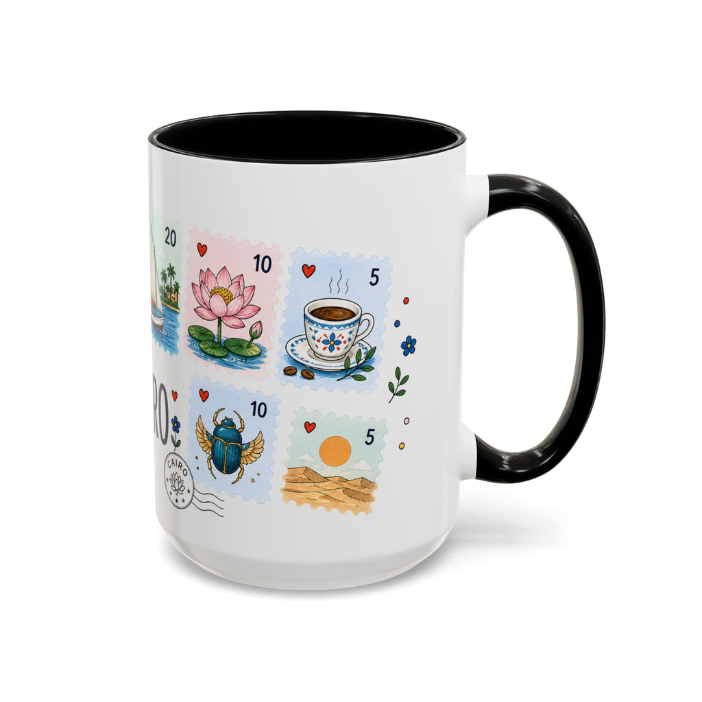 Cairo Coffee Mug | Postage Stamp Collage Mug | Travel Souvenir Accent Cup 11oz 15oz