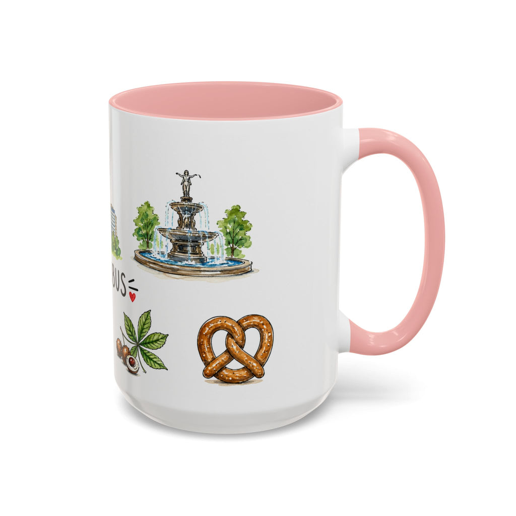 Columbus Illustrated Travel Mug | City Souvenir Accent Coffee Mug | 11oz 15oz Ceramic Cup