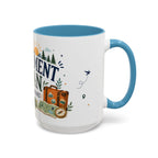 Retirement Plan Coffee And Adventures Mug | Travel Retirement Gift | Accent Color Ceramic 11oz 15oz
