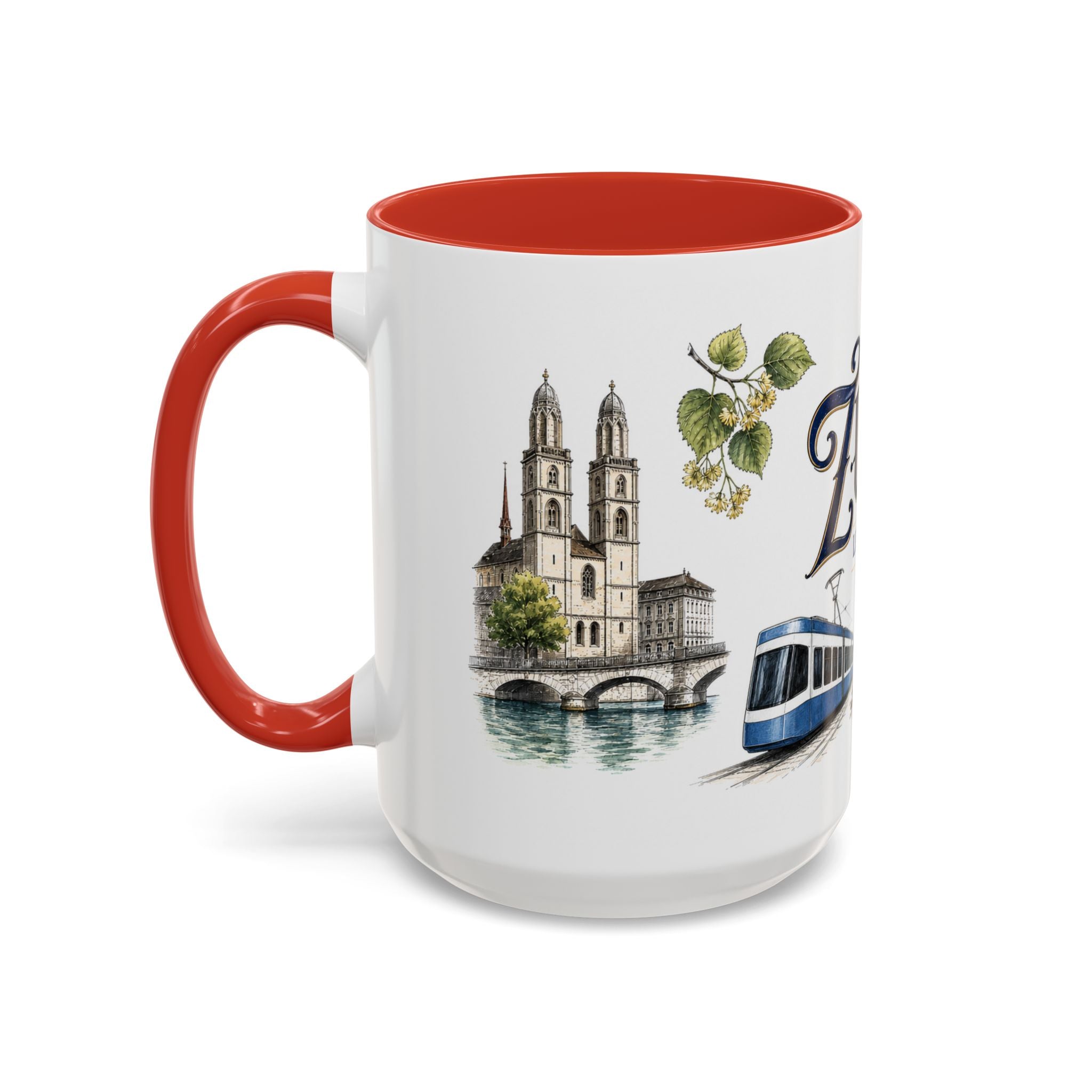 Zurich Coffee Mug | Switzerland Travel Souvenir | Vintage Illustrated City Gift | 11 oz 15 oz Accent Mug