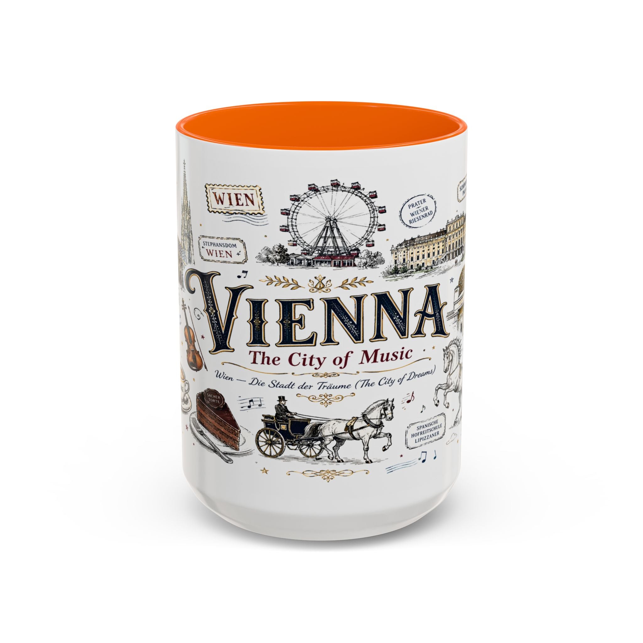Vienna Coffee Mug | Austria Souvenir Travel Gift | Accent Color Ceramic 11oz 15oz