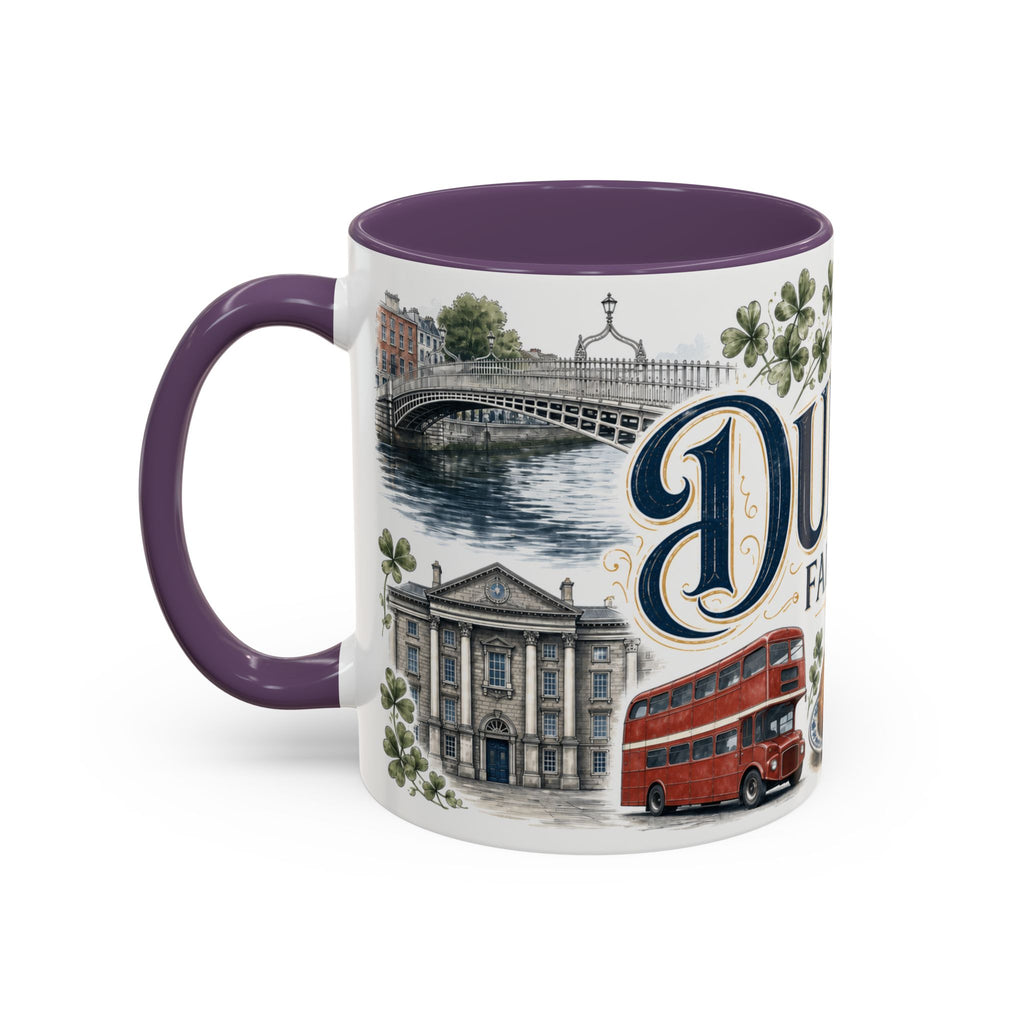 Dublin Coffee Mug | Ireland Travel Souvenir | Vintage Illustrated City Gift | 11 oz 15 oz Accent Mug