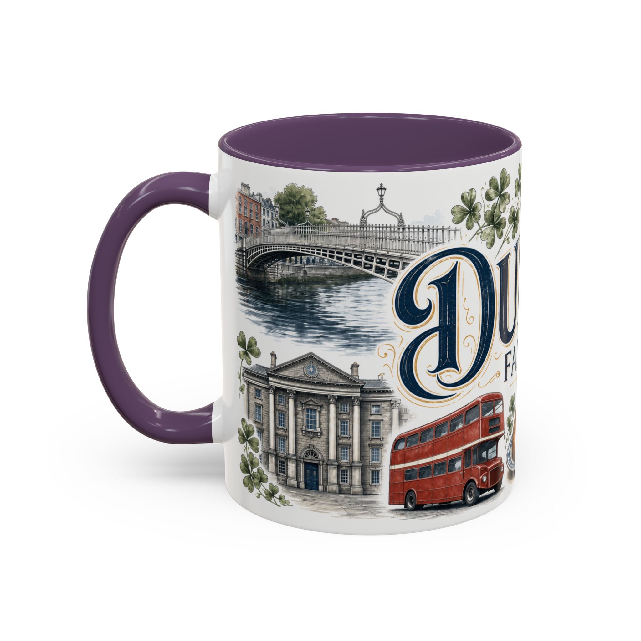 Dublin Coffee Mug | Ireland Travel Souvenir | Vintage Illustrated City Gift | 11 oz 15 oz Accent Mug