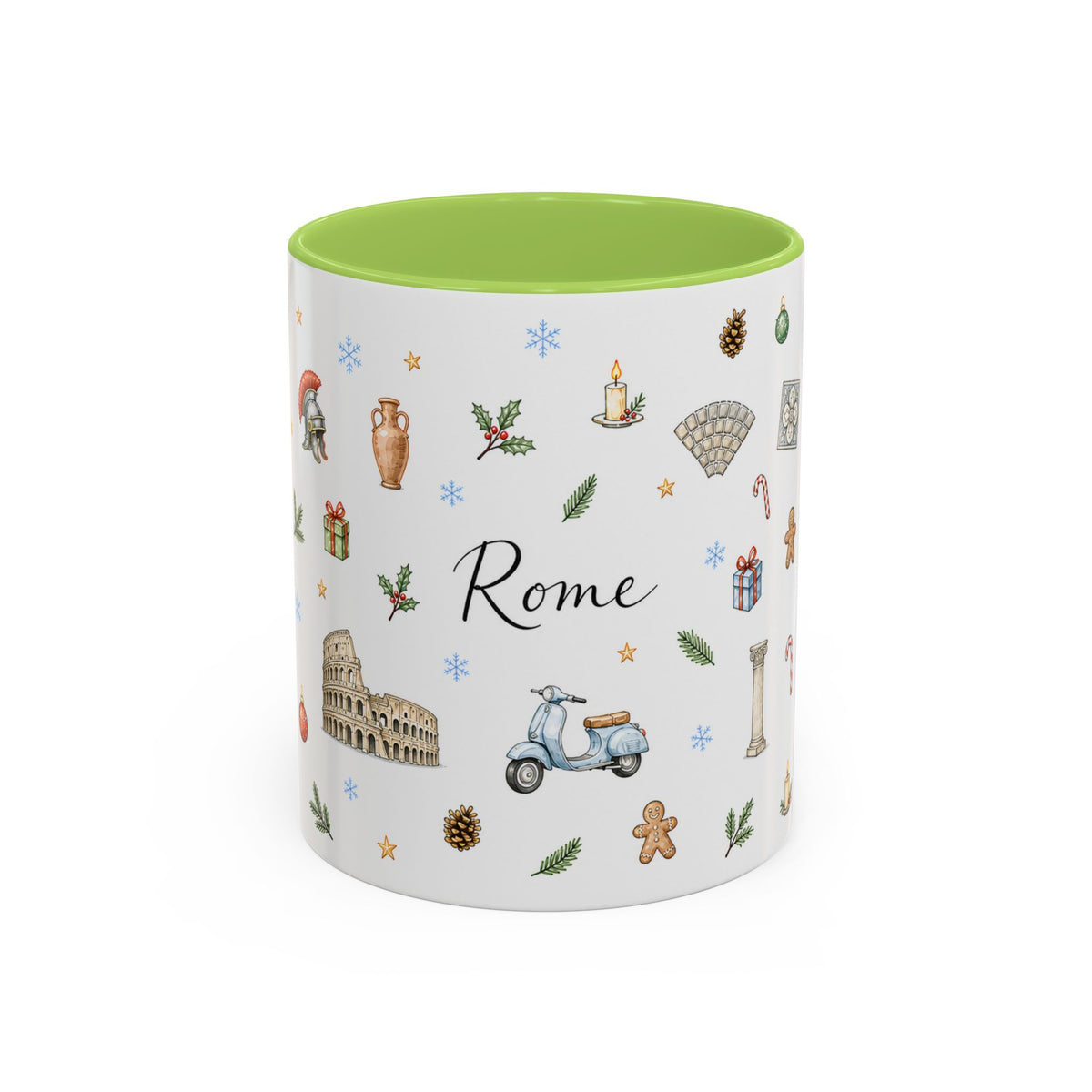 Rome Christmas Mug | Watercolor City Souvenir | Ceramic Coffee Cup