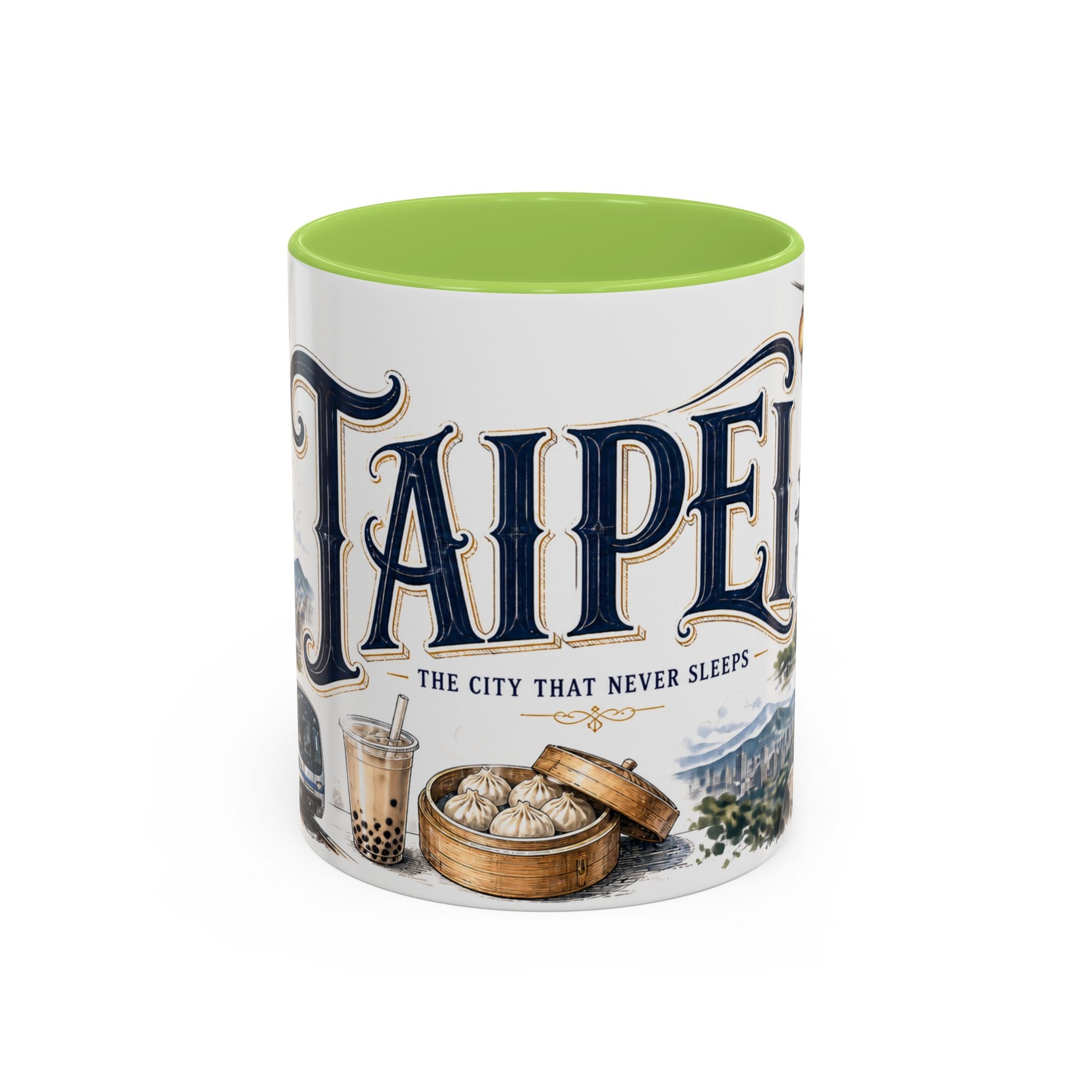 Taipei Coffee Mug | Taiwan Travel Souvenir | Vintage Illustrated City Gift | 11 oz 15 oz Accent Mug