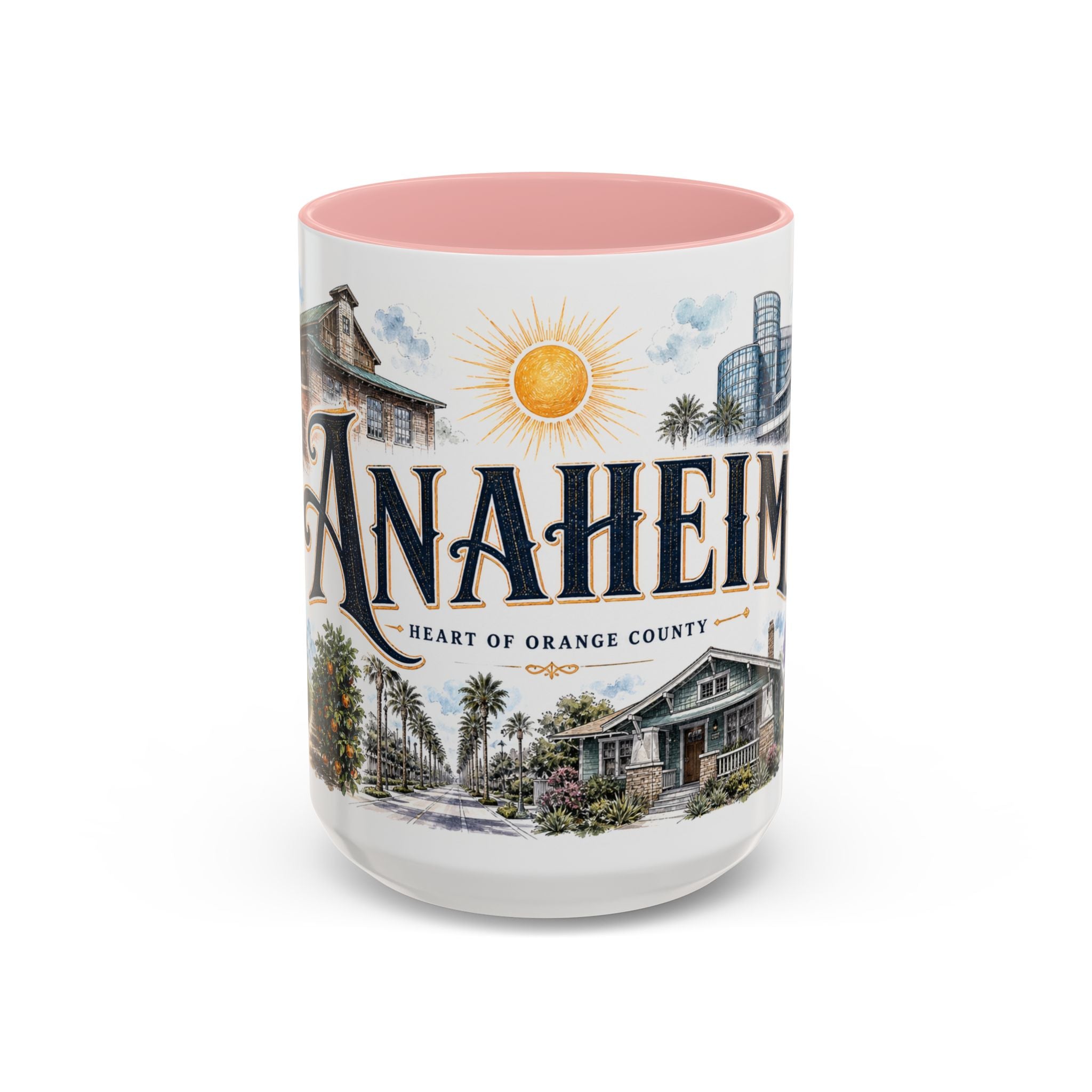 Anaheim Coffee Mug | United States Travel Souvenir | Vintage Illustrated City Gift | 11 oz 15 oz Accent Mug