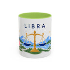 Libra Zodiac Coffee Mug | Scales and Rose Design | Astrology Birthday Gift | 11 oz 15 oz Ceramic Accent Mug