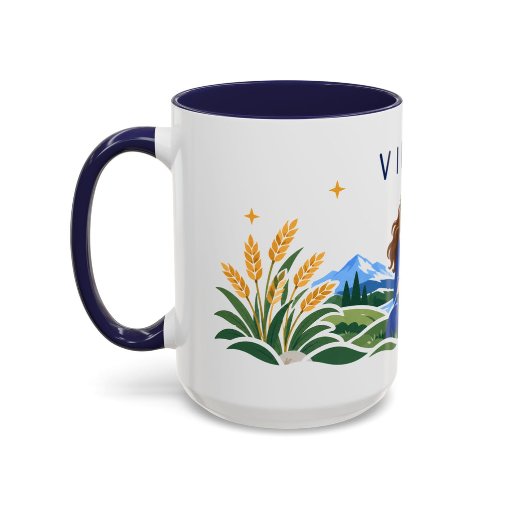 Virgo Zodiac Coffee Mug | Maiden and Wheat Design | Astrology Birthday Gift | 11 oz 15 oz Ceramic Accent Mug