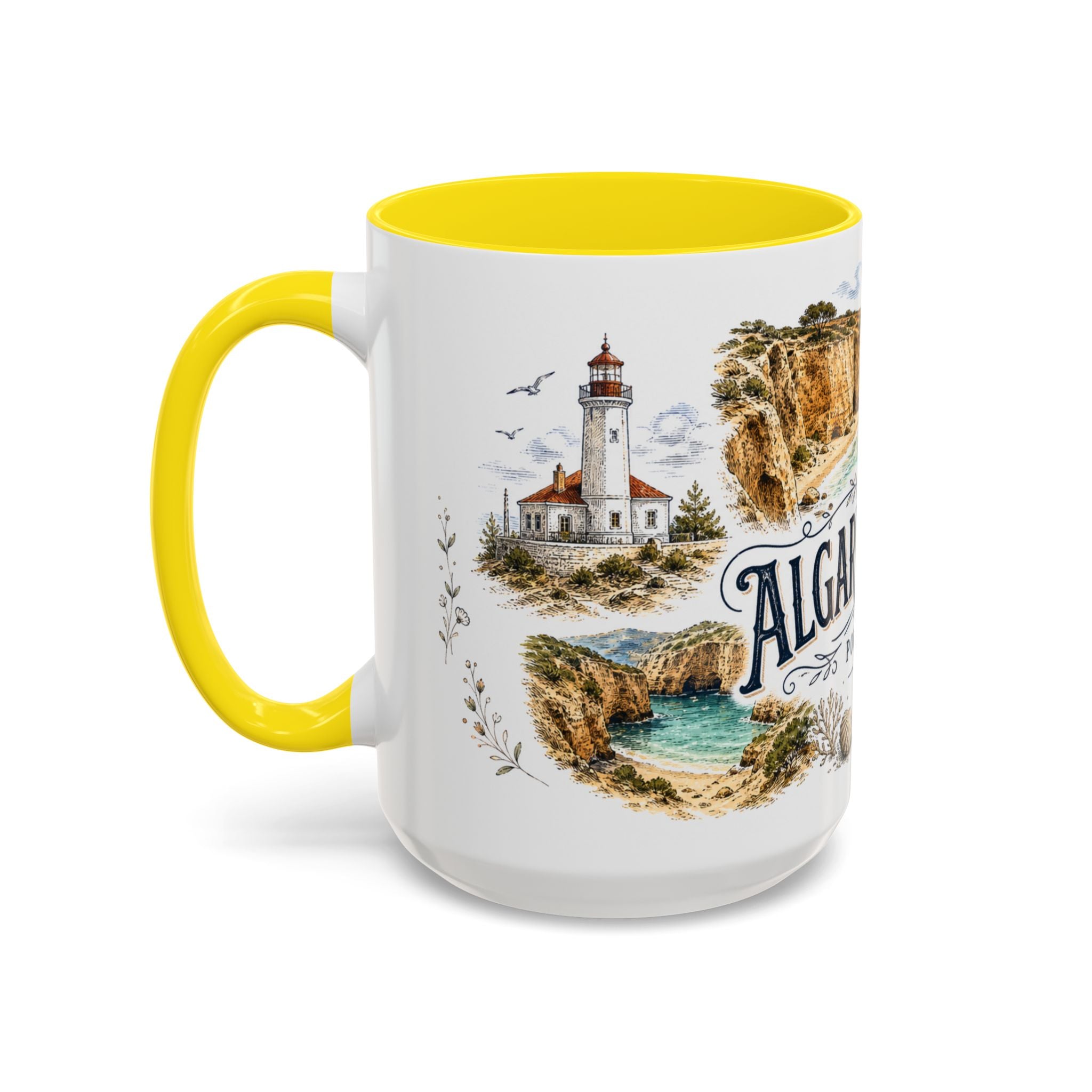 Algarve Coast Mug, Portugal Travel Souvenir, Bucket List Gift, Accent Ceramic Coffee Mug 11oz 15oz