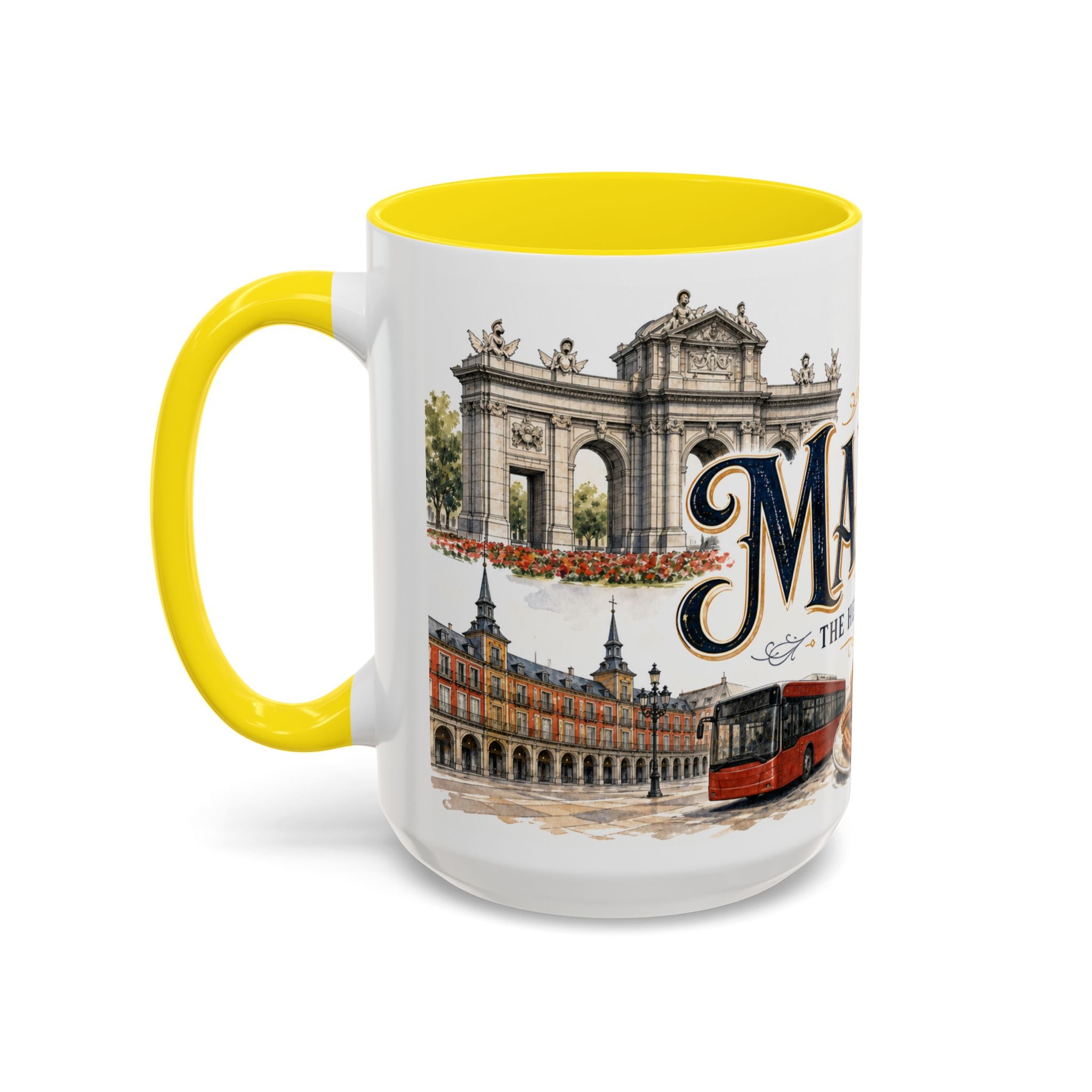 Madrid Coffee Mug | Spain Travel Souvenir | Vintage Illustrated City Gift | 11 oz 15 oz Accent Mug