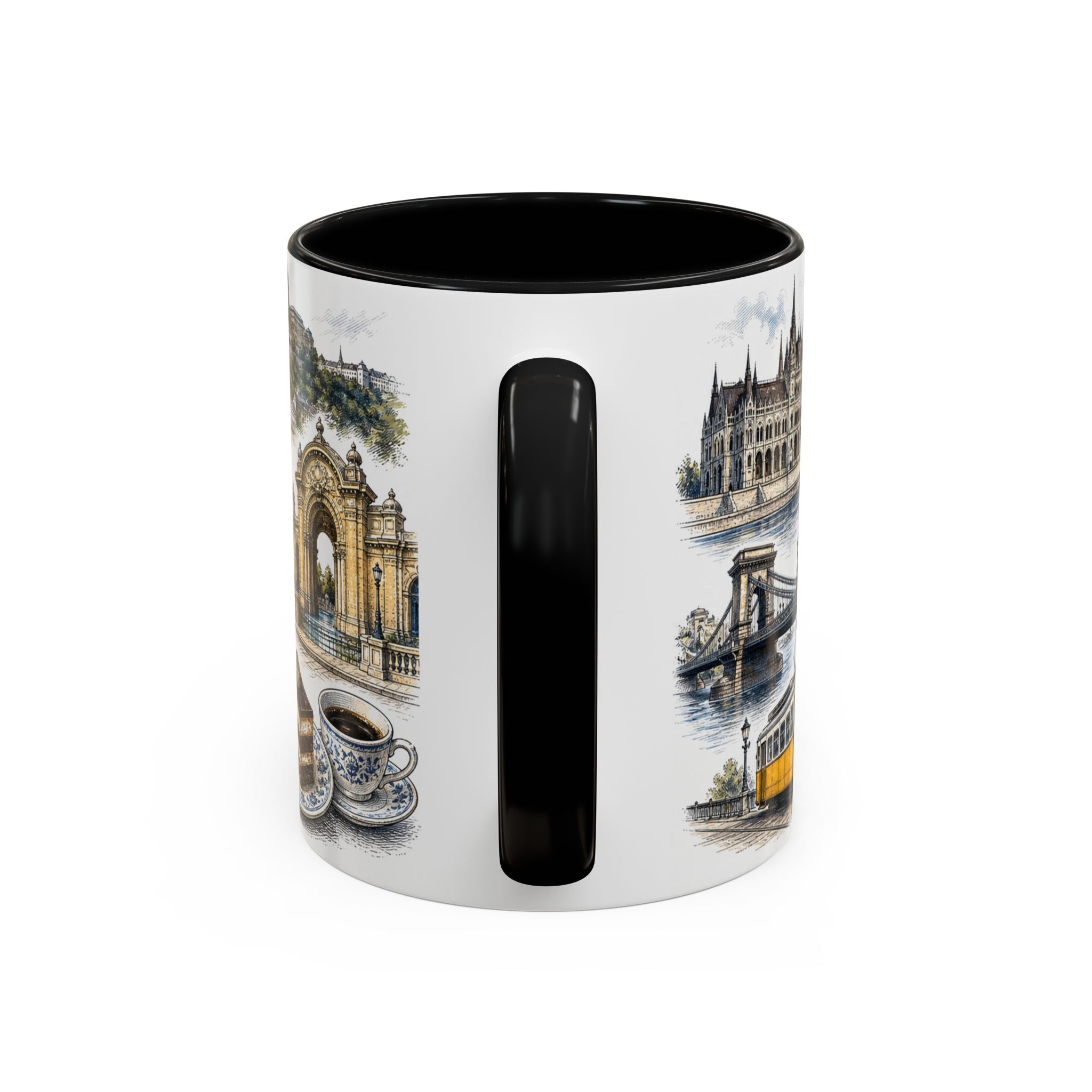 Budapest Coffee Mug | Hungary Travel Souvenir | Vintage Illustrated City Gift | 11 oz 15 oz Accent Mug