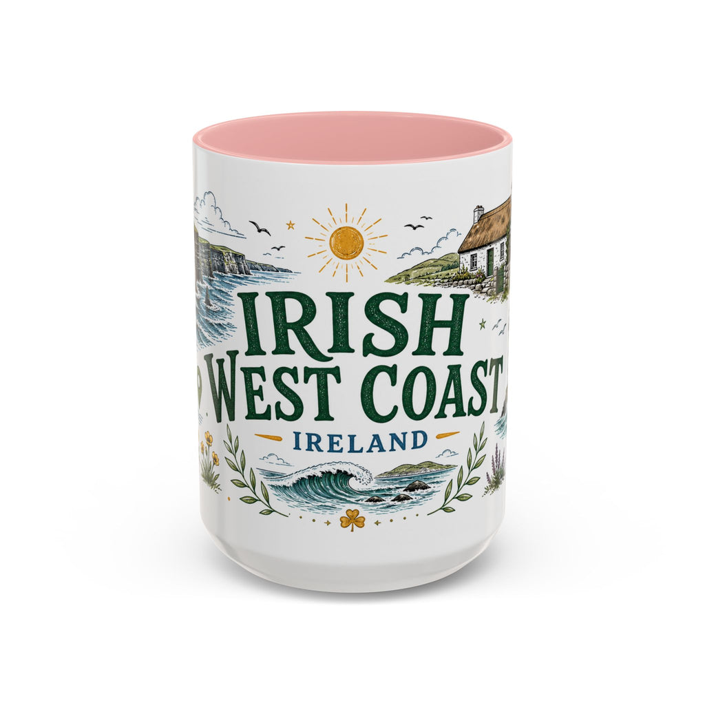Irish West Coast Coffee Mug | Travel Destination Souvenir Gift | Accent Color Ceramic 11oz 15oz