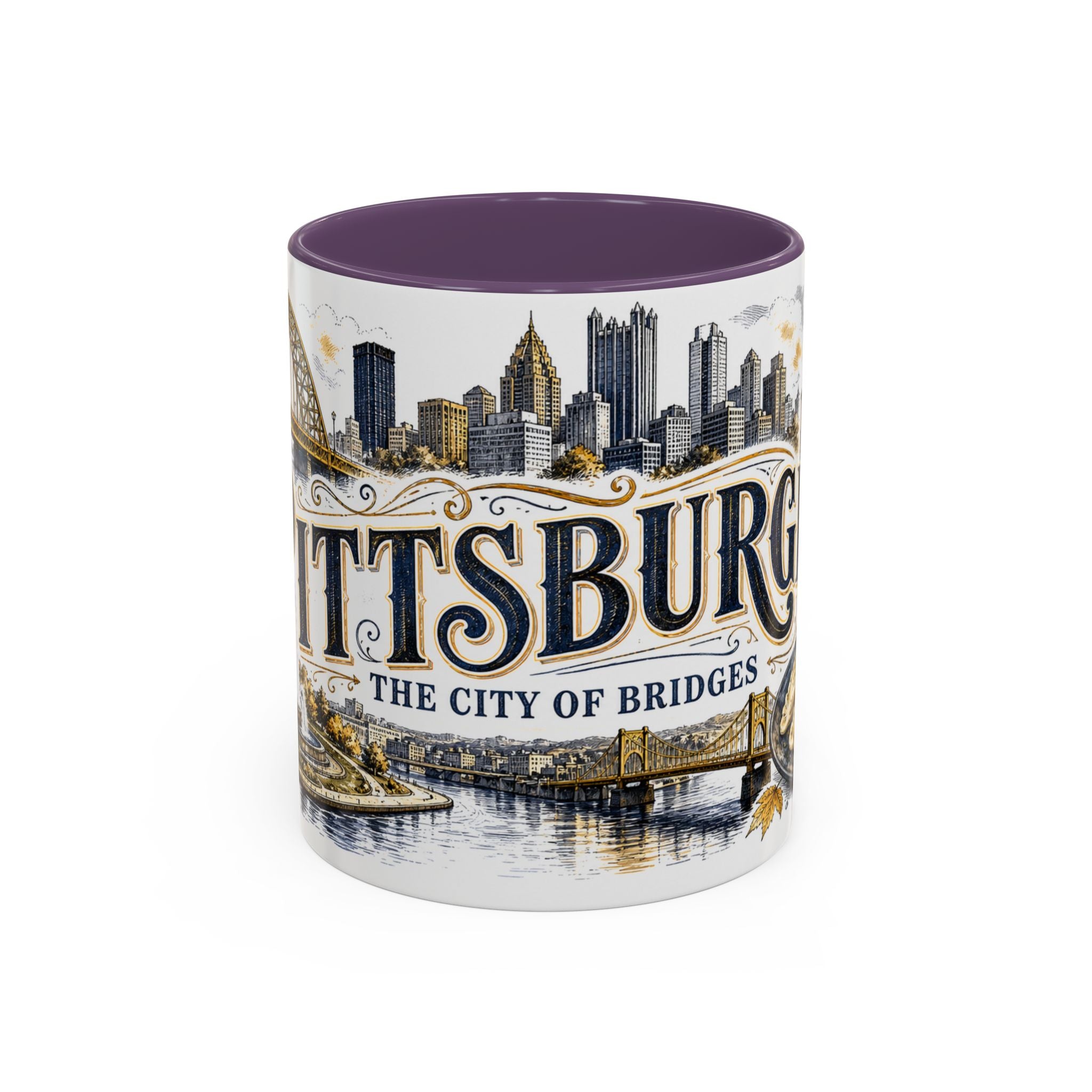 Pittsburgh Coffee Mug | United States Travel Souvenir | Vintage Illustrated City Gift | 11 oz 15 oz Accent Mug