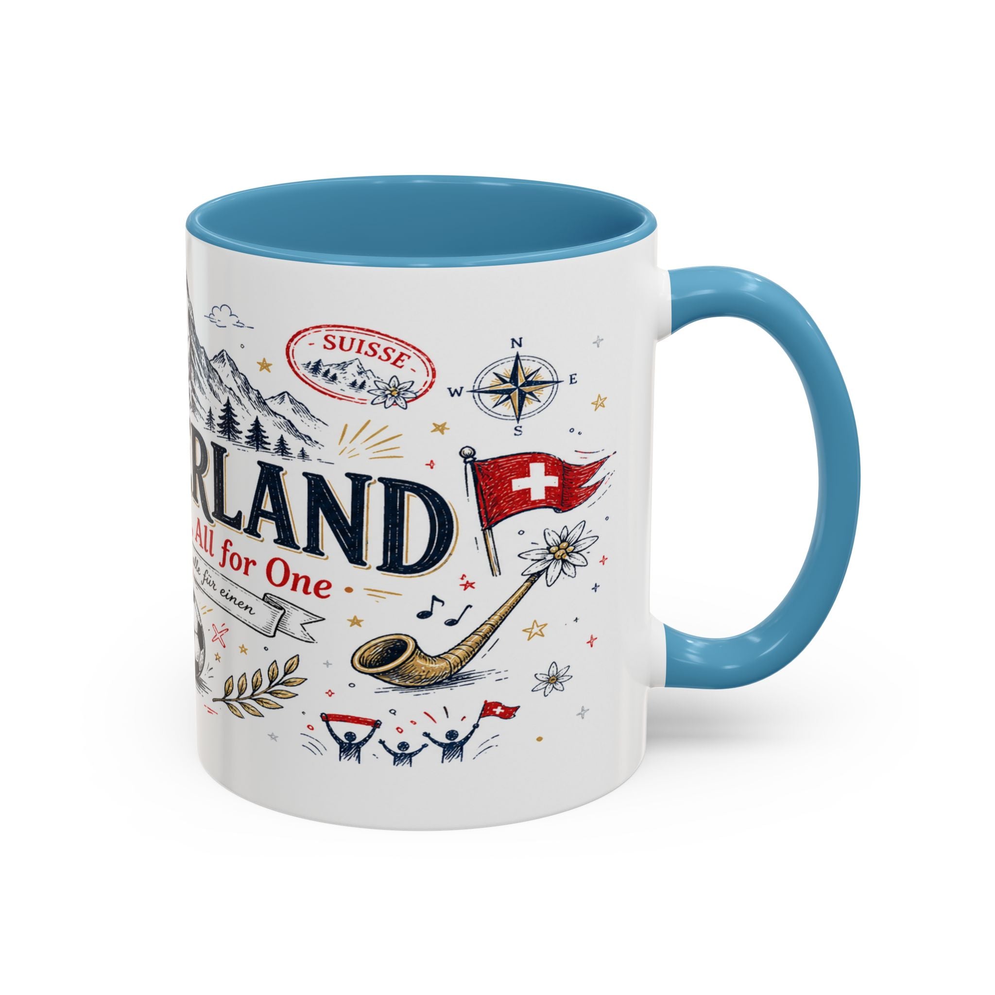 Switzerland Coffee Mug | World Cup Soccer Fan Gift | Accent Color Ceramic 11oz 15oz