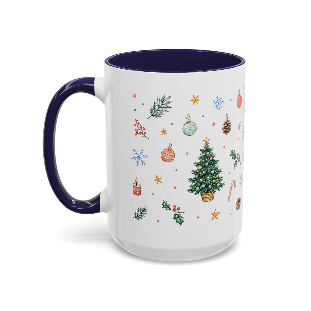Christmas Mug | Watercolor Tree Gifts Wreath Holiday Cup | Accent Coffee Mug 11oz 15oz