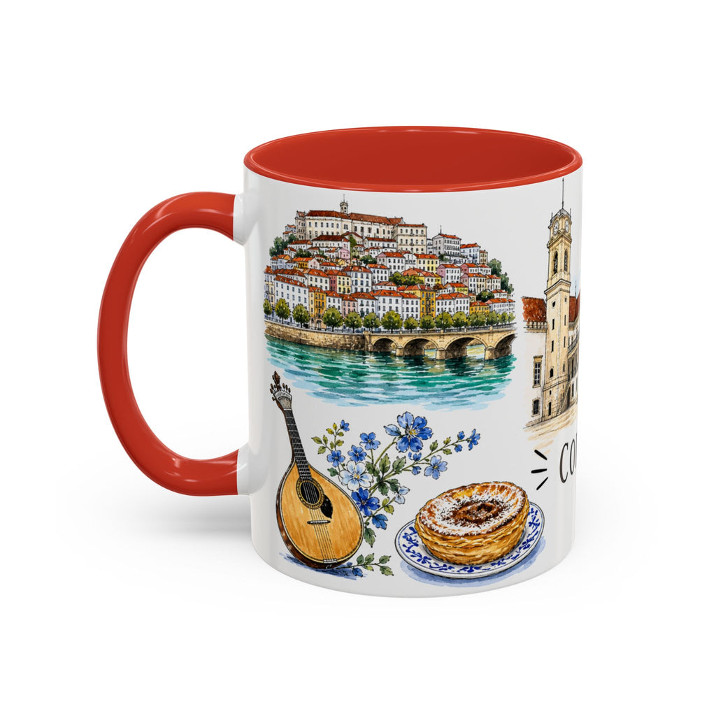 Coimbra Illustrated Travel Mug | City Souvenir Accent Coffee Mug | 11oz 15oz Ceramic Cup
