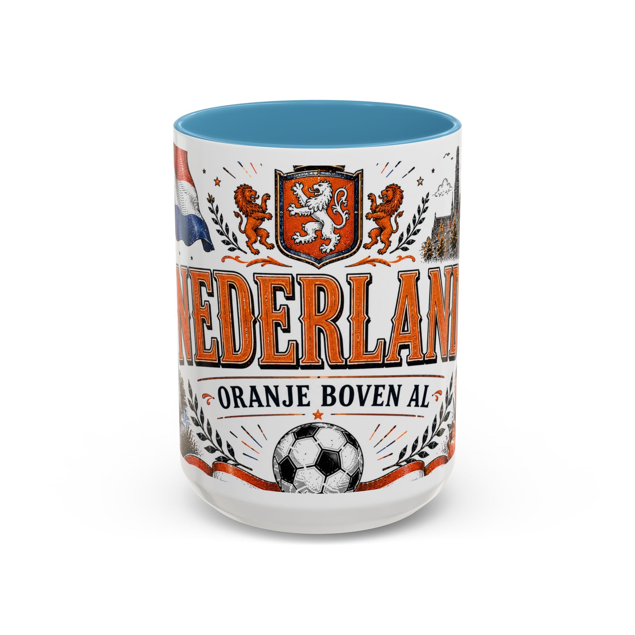 Netherlands Soccer Coffee Mug | World Cup Fan Gift | Accent Color Ceramic 11oz 15oz Match Day Cup