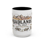 Badlands National Park Coffee Mug | South Dakota Prairie Fossil Hiking Gift | Accent Color Ceramic 11oz 15oz