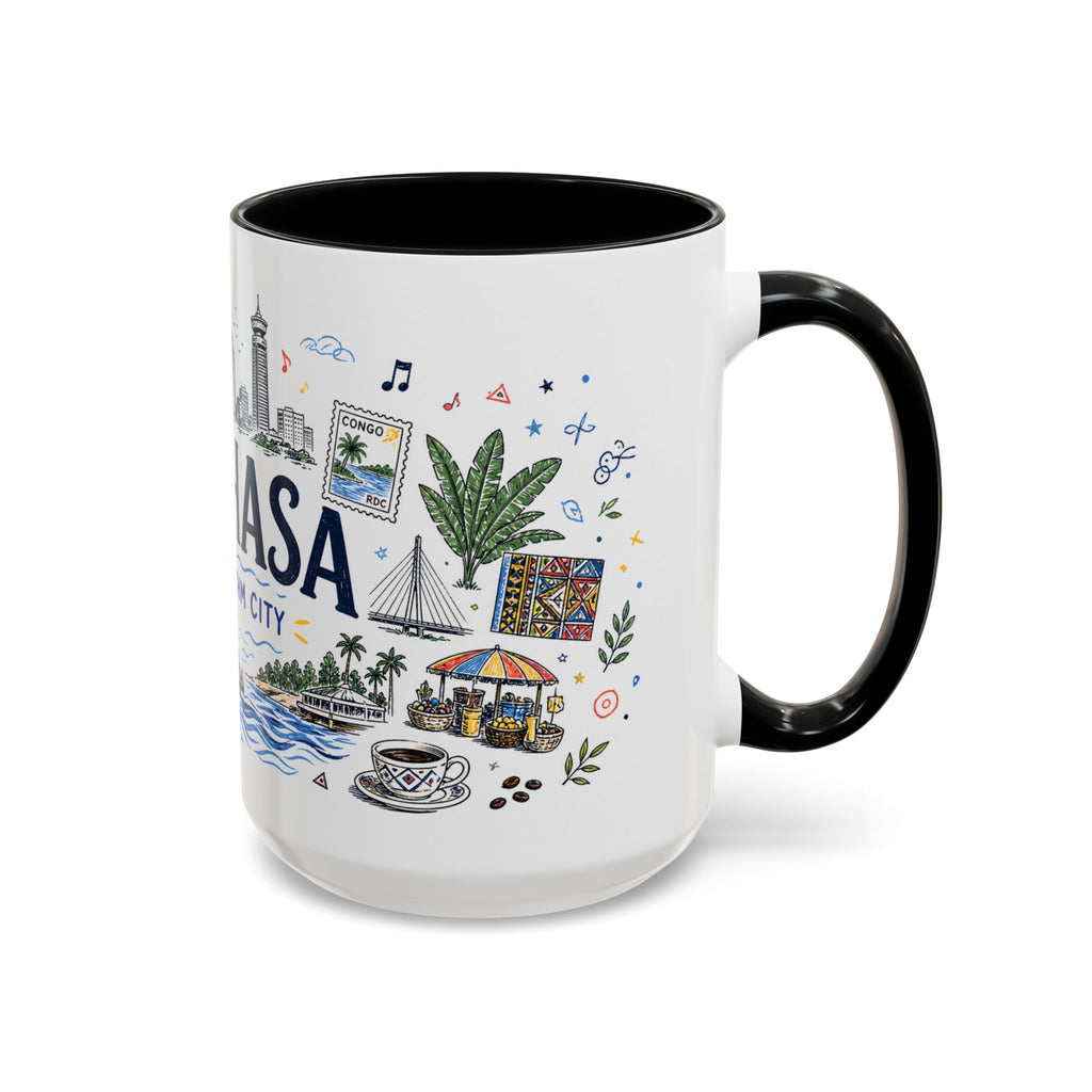 Kinshasa Coffee Mug | DR Congo Souvenir Travel Gift | Accent Color Ceramic 11oz 15oz