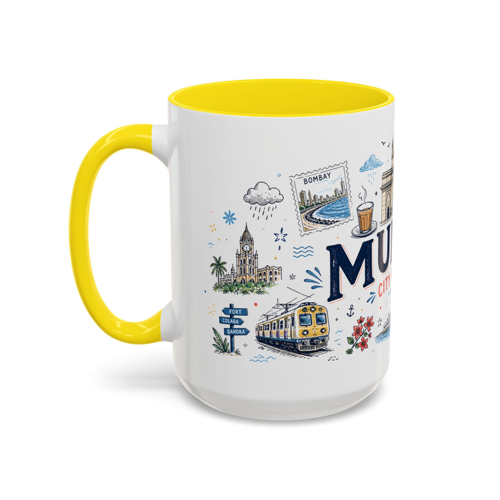 Mumbai Coffee Mug | India Souvenir Travel Gift | Accent Color Ceramic 11oz 15oz