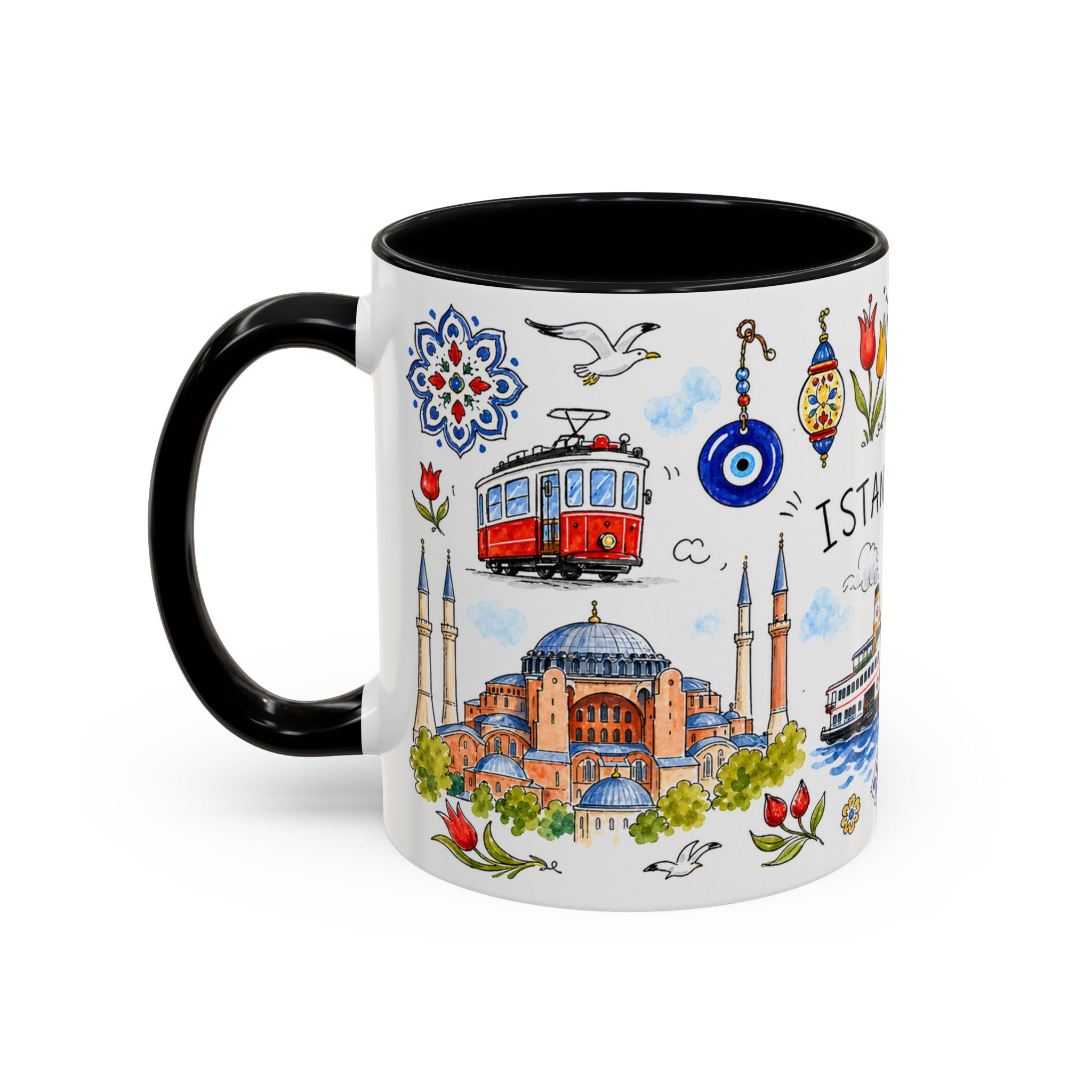 Istanbul Travel Mug | European City Souvenir Accent Coffee Mug | 11oz 15oz Ceramic Cup