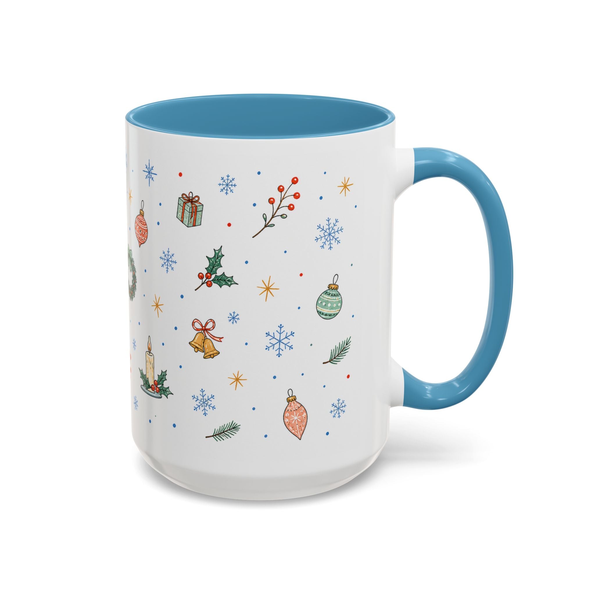 Christmas Ornament Mug | Snowflake Watercolor Holiday Gift | Accent Cup 11oz 15oz