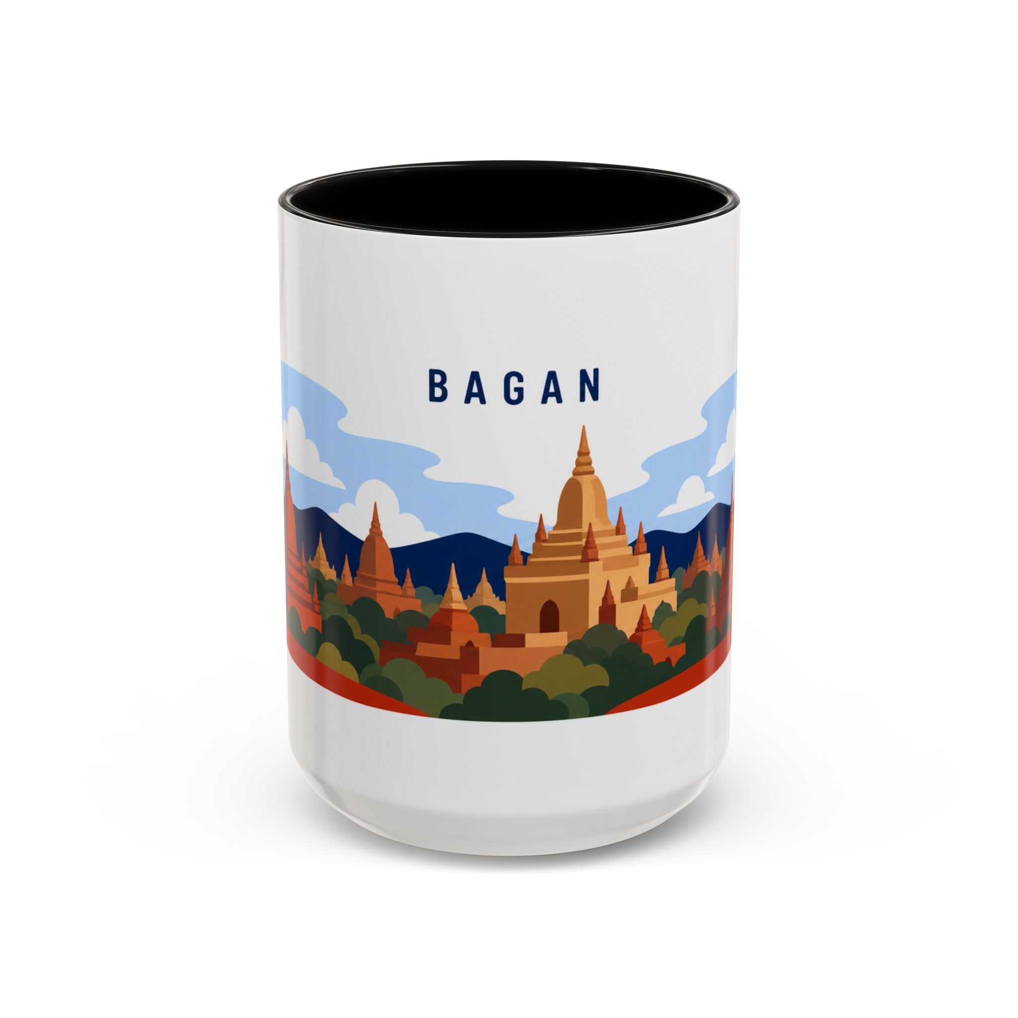 Bagan Coffee Mug | Travel Destination Souvenir Gift | Accent Color Ceramic 11oz 15oz