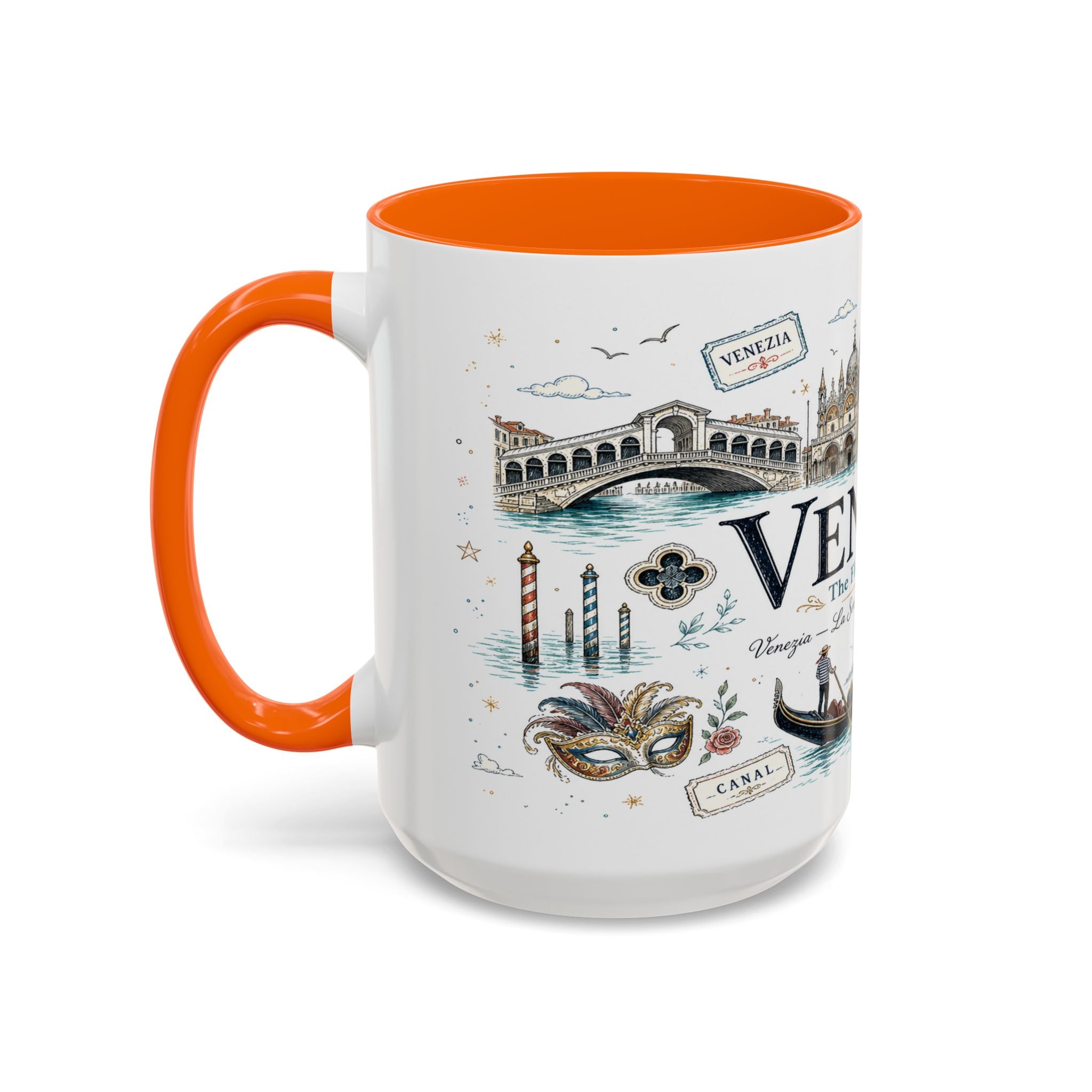 Venice Coffee Mug | Italy Souvenir Travel Gift | Accent Color Ceramic 11oz 15oz