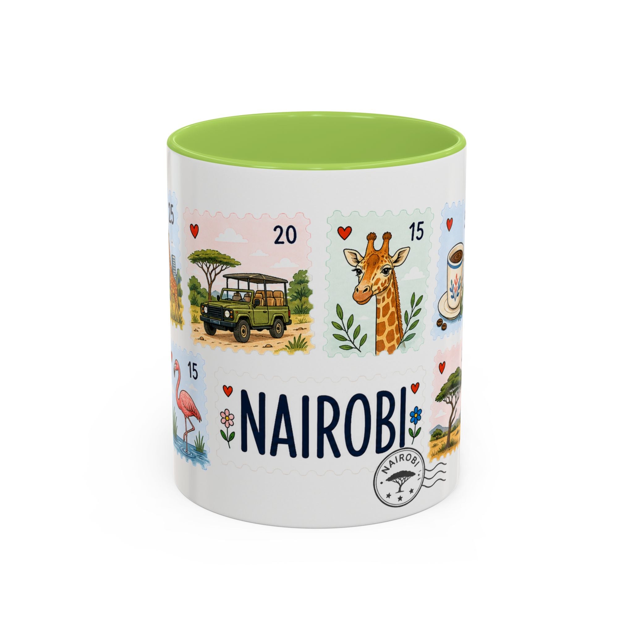 Nairobi Coffee Mug | Postage Stamp Collage Mug | Travel Souvenir Accent Cup 11oz 15oz