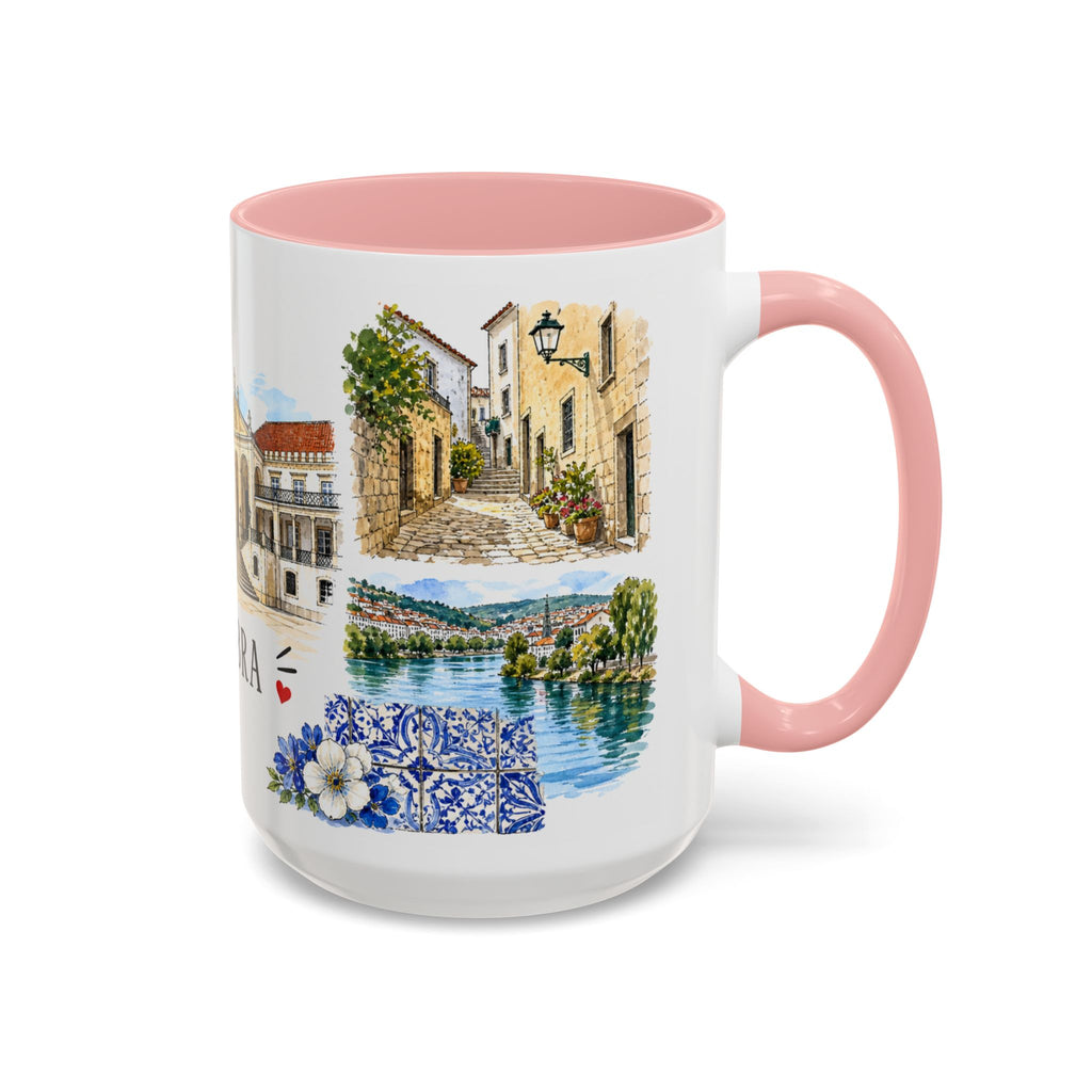 Coimbra Illustrated Travel Mug | City Souvenir Accent Coffee Mug | 11oz 15oz Ceramic Cup