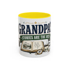 Grandpa's Stories Are The Best Coffee Mug | Gift From Grandkids | Accent Color Ceramic 11oz 15oz