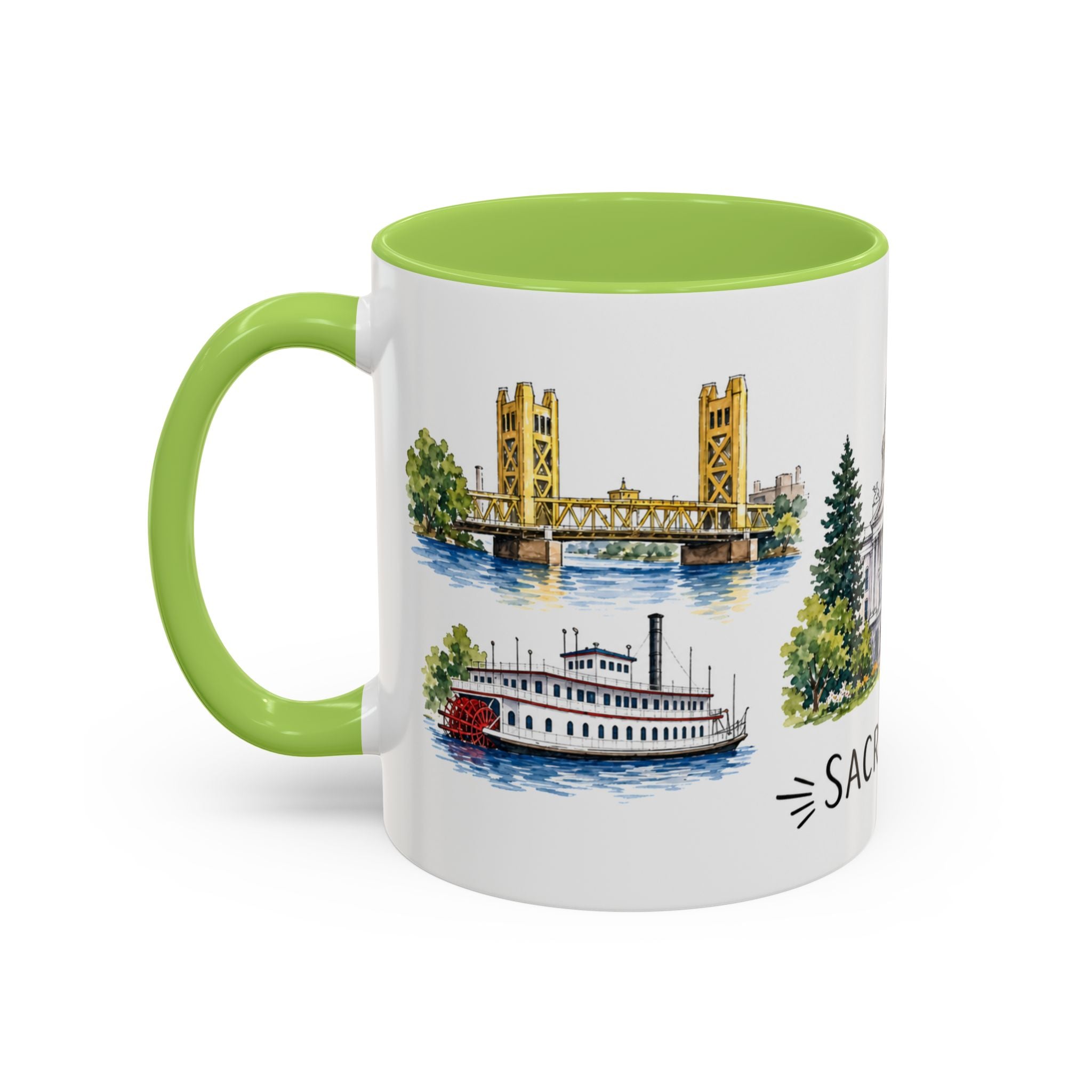 Sacramento Illustrated Travel Mug | City Souvenir Accent Coffee Mug | 11oz 15oz Ceramic Cup