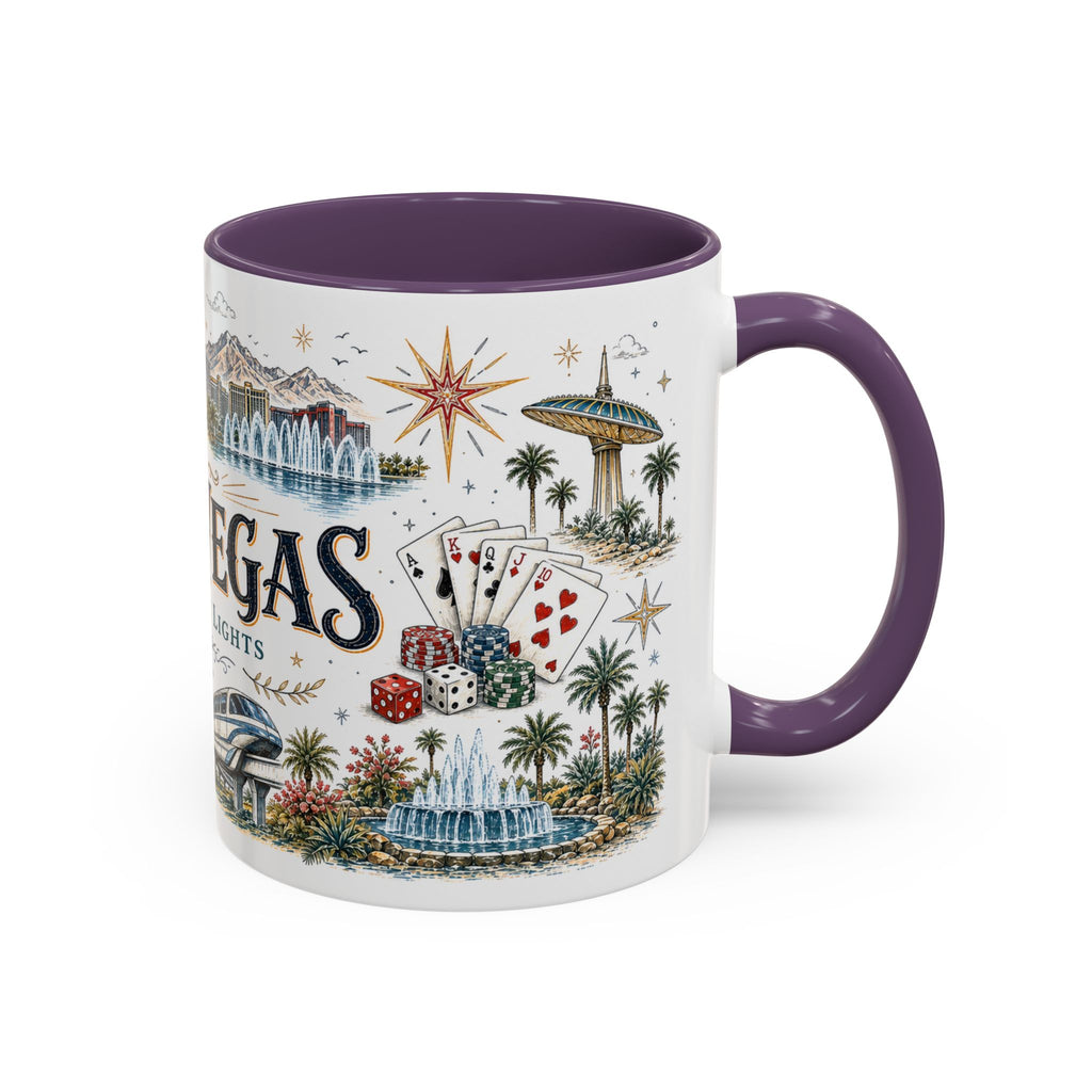 Las Vegas Coffee Mug | United States Travel Souvenir | Vintage Illustrated City Gift | 11 oz 15 oz Accent Mug