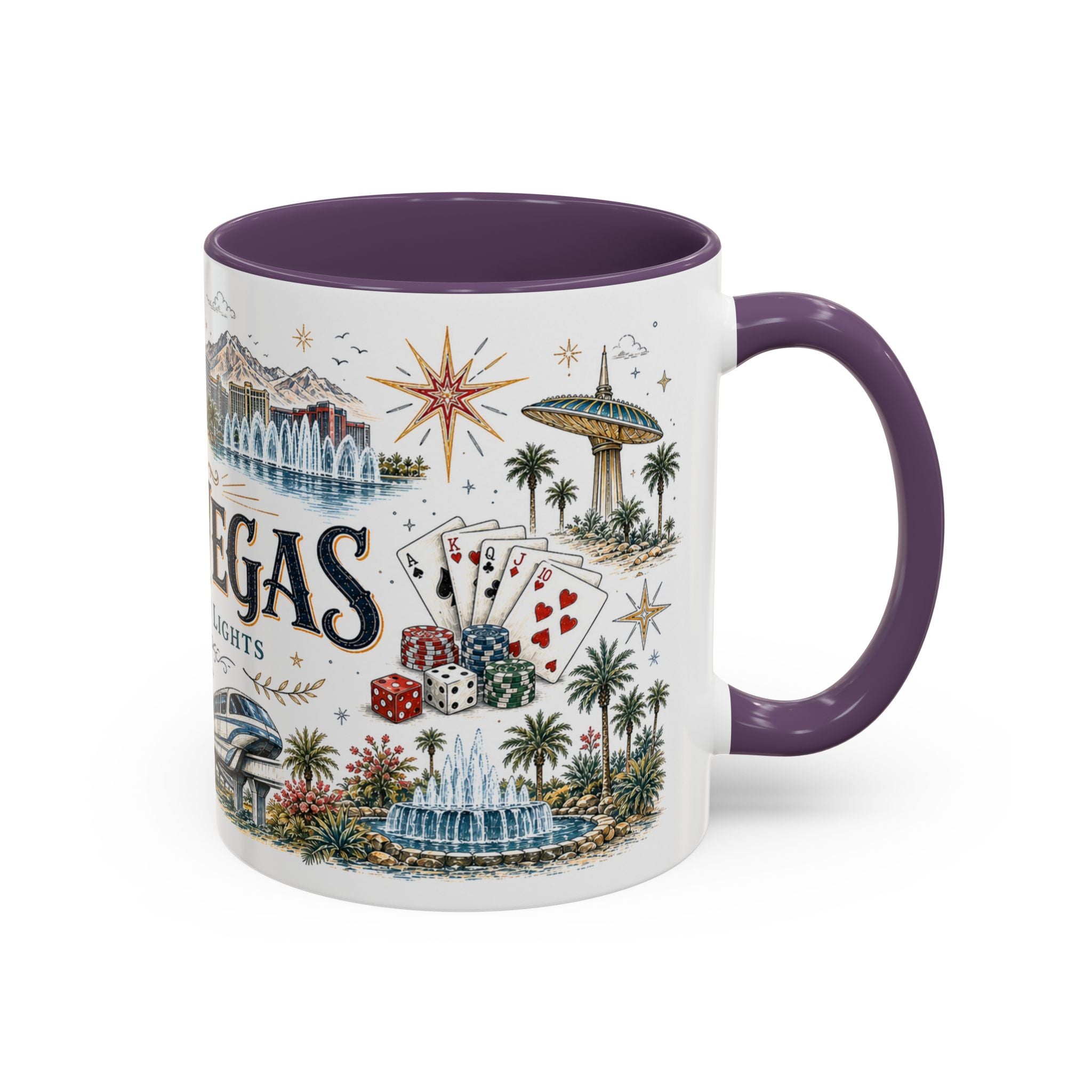 Las Vegas Coffee Mug | United States Travel Souvenir | Vintage Illustrated City Gift | 11 oz 15 oz Accent Mug