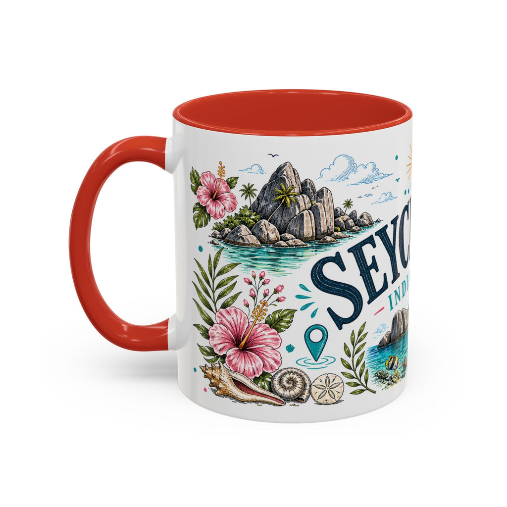 Seychelles Coffee Mug | Travel Destination Souvenir Gift | Accent Color Ceramic 11oz 15oz