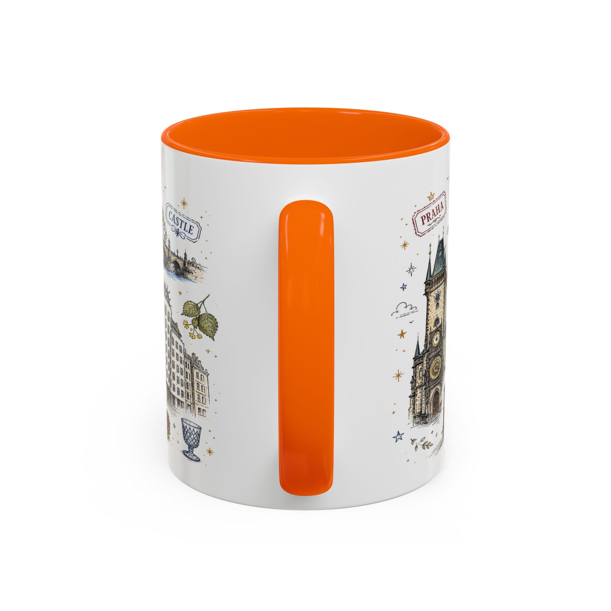 Prague Coffee Mug | Czech Republic Souvenir Travel Gift | Accent Color Ceramic 11oz 15oz