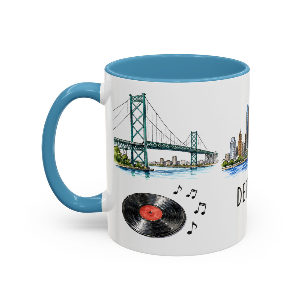 Detroit Illustrated Travel Mug | City Souvenir Accent Coffee Mug | 11oz 15oz Ceramic Cup