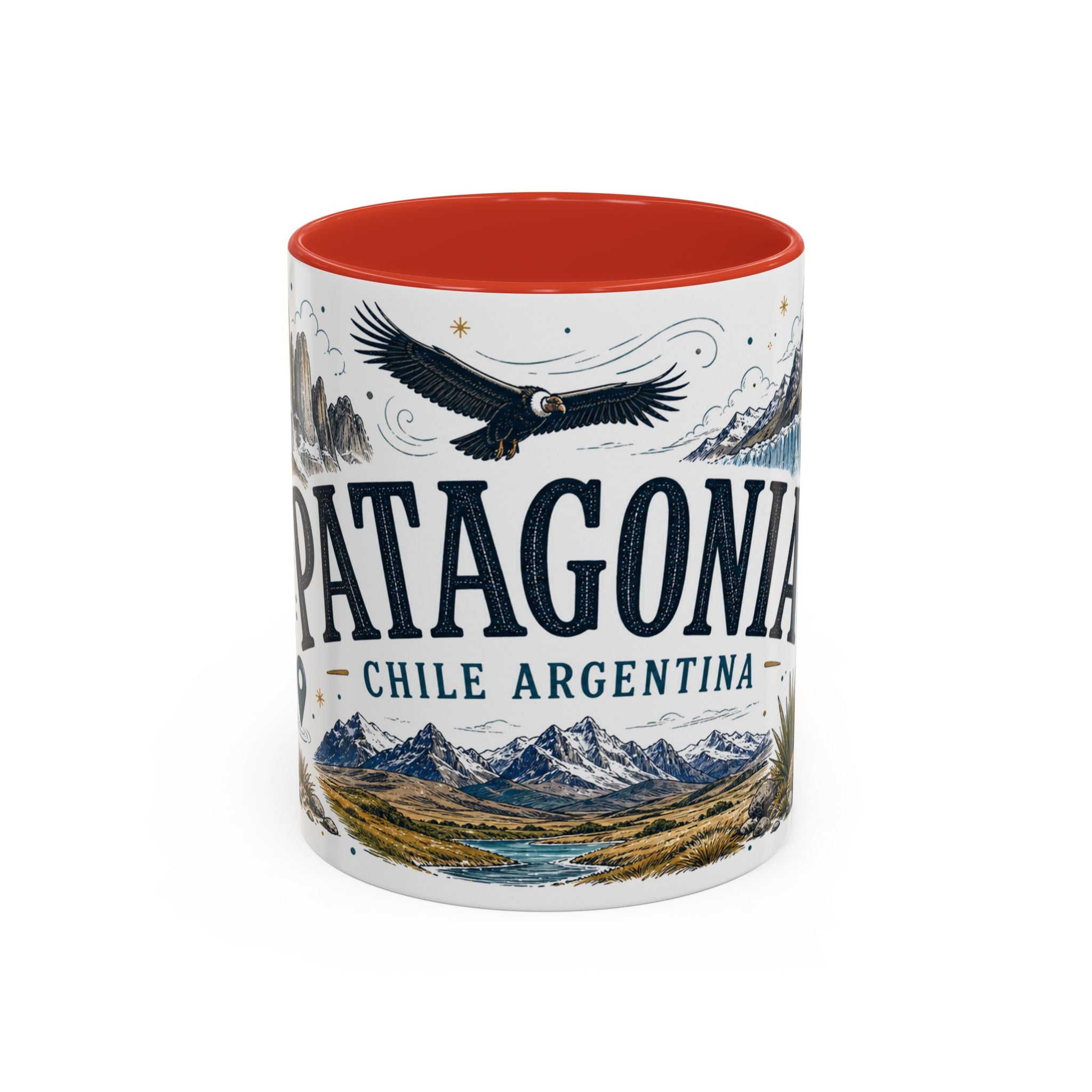 Patagonia Coffee Mug | Travel Destination Souvenir Gift | Accent Color Ceramic 11oz 15oz