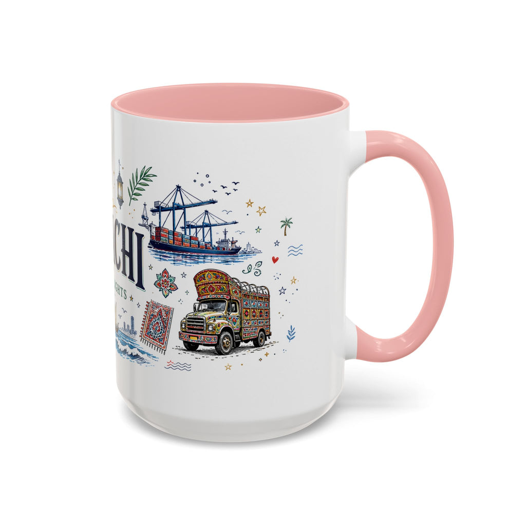 Karachi Coffee Mug | Pakistan Souvenir Travel Gift | Accent Color Ceramic 11oz 15oz
