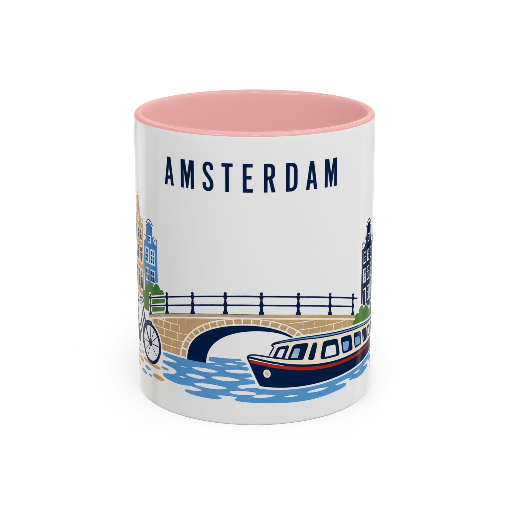 Amsterdam Coffee Mug | Netherlands Travel Souvenir | Porcelain Decal City Gift | 11oz 15oz Accent Mug
