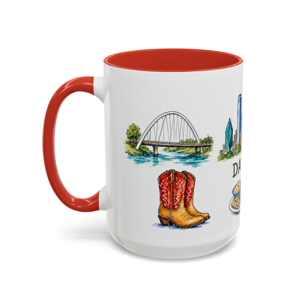 Dallas Illustrated Travel Mug | City Souvenir Accent Coffee Mug | 11oz 15oz Ceramic Cup